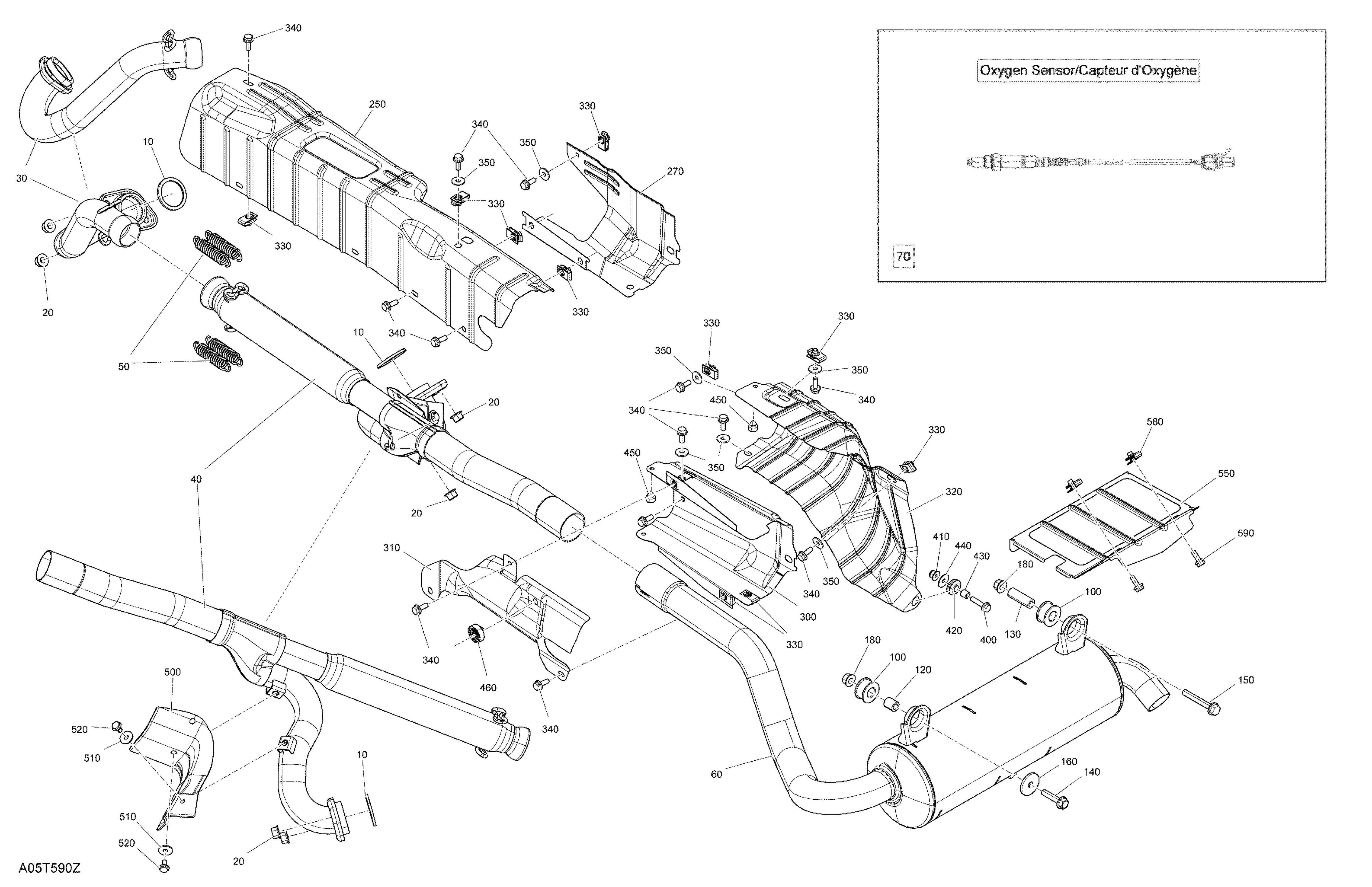 02 MOTEUR ECHAPPEMENT POUR OUTLANDER MAX 570 EFI DPS GRIS GRANITE 2021