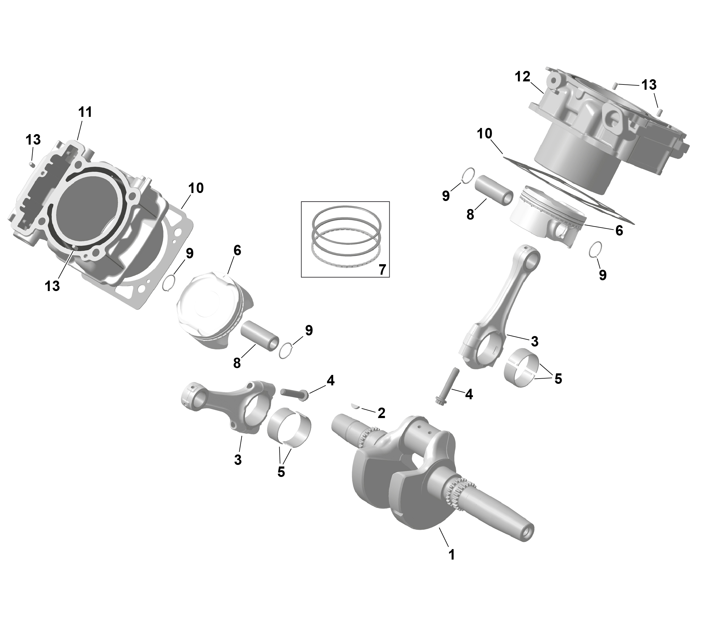 01 ROTAX VILEBREQUIN ET PISTONS POUR MAVERICK TRAIL 1000 DPS SAS NOIR ETERNEL METALLIQUE 2025