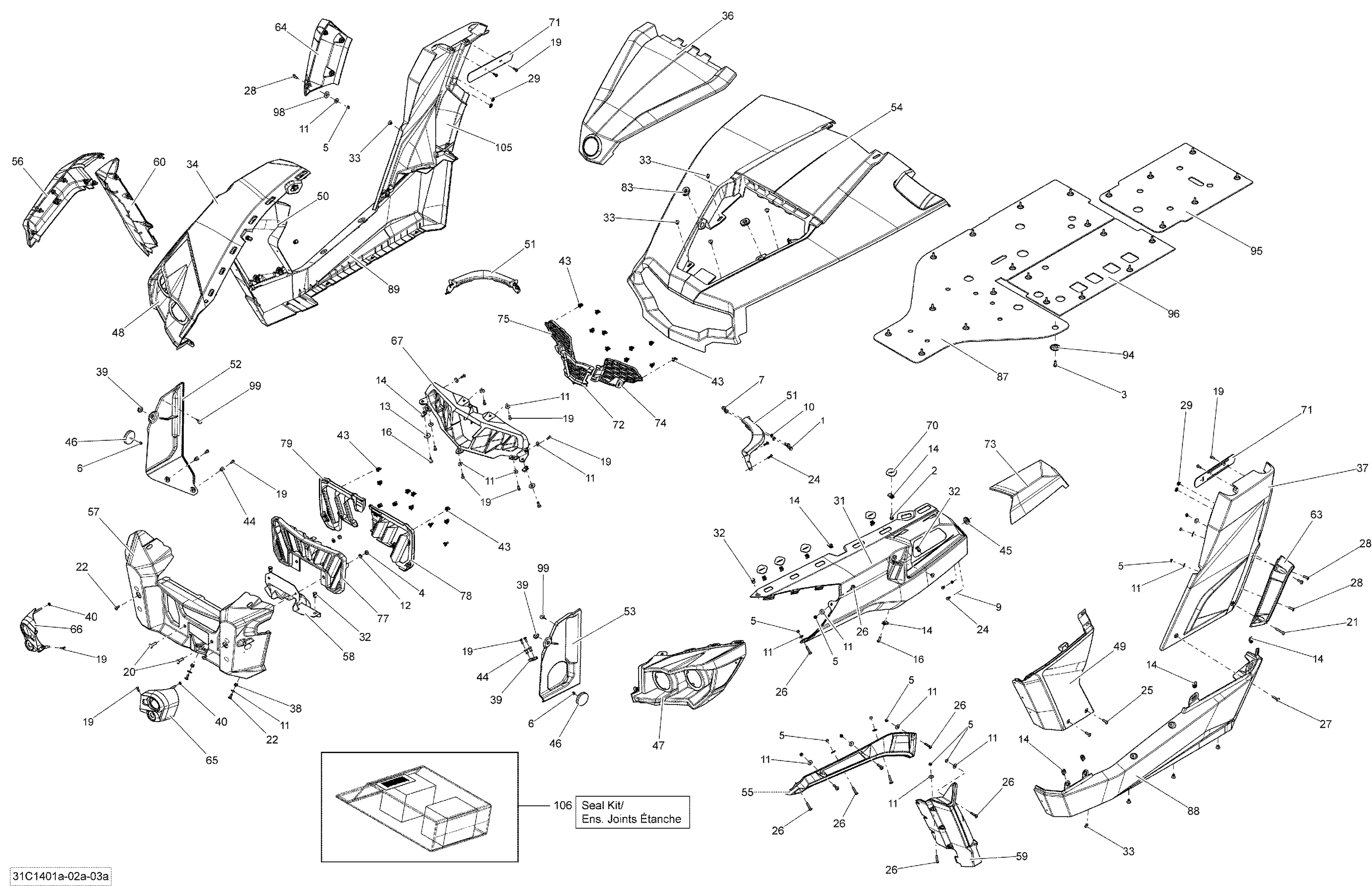 09 CARROSSERIE ET ACCESSOIRES POUR COMMANDER 1000 EFI CVT STD ROUGE 2014