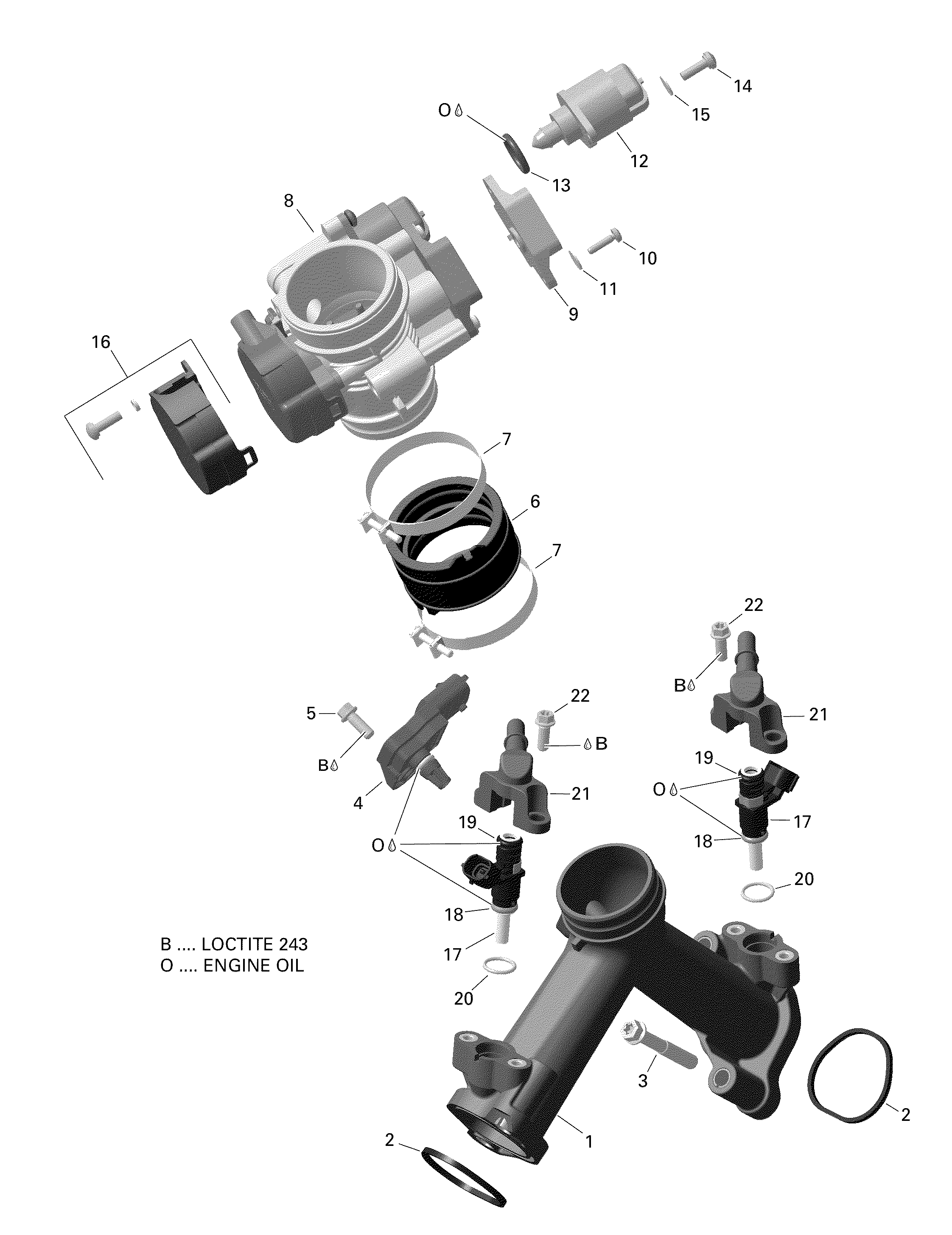 01 ROTAX COLLECTEUR ADMISSION AIR ET CARTER DE PAPILLON VERSION 1 POUR OUTLANDER 650 EFI PRO ROUGE VIPERE 2019