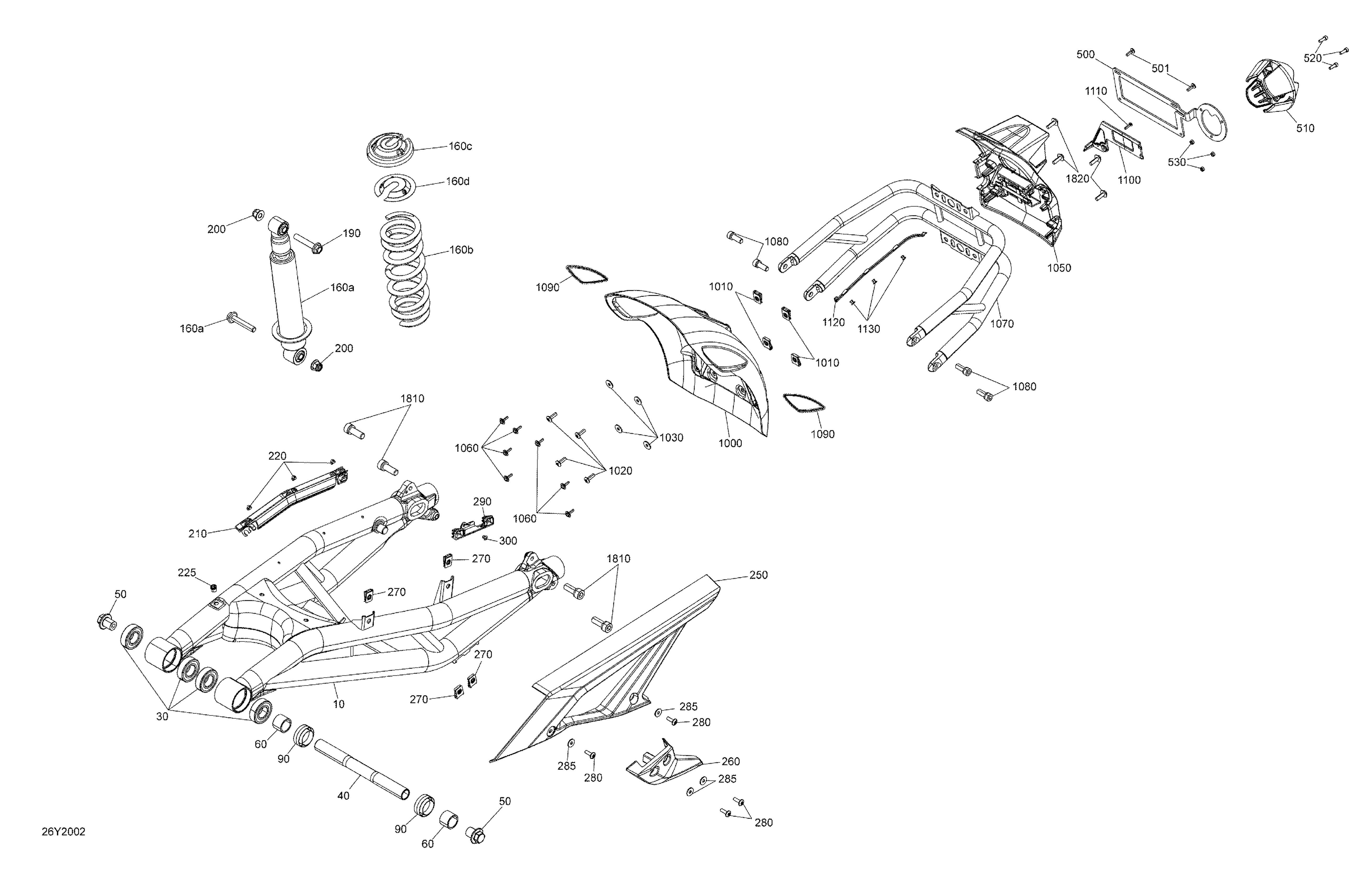 08 SUSPENSION ARRIERE POUR SPYDER F3 S SE6 LIQUID TITAN 2020