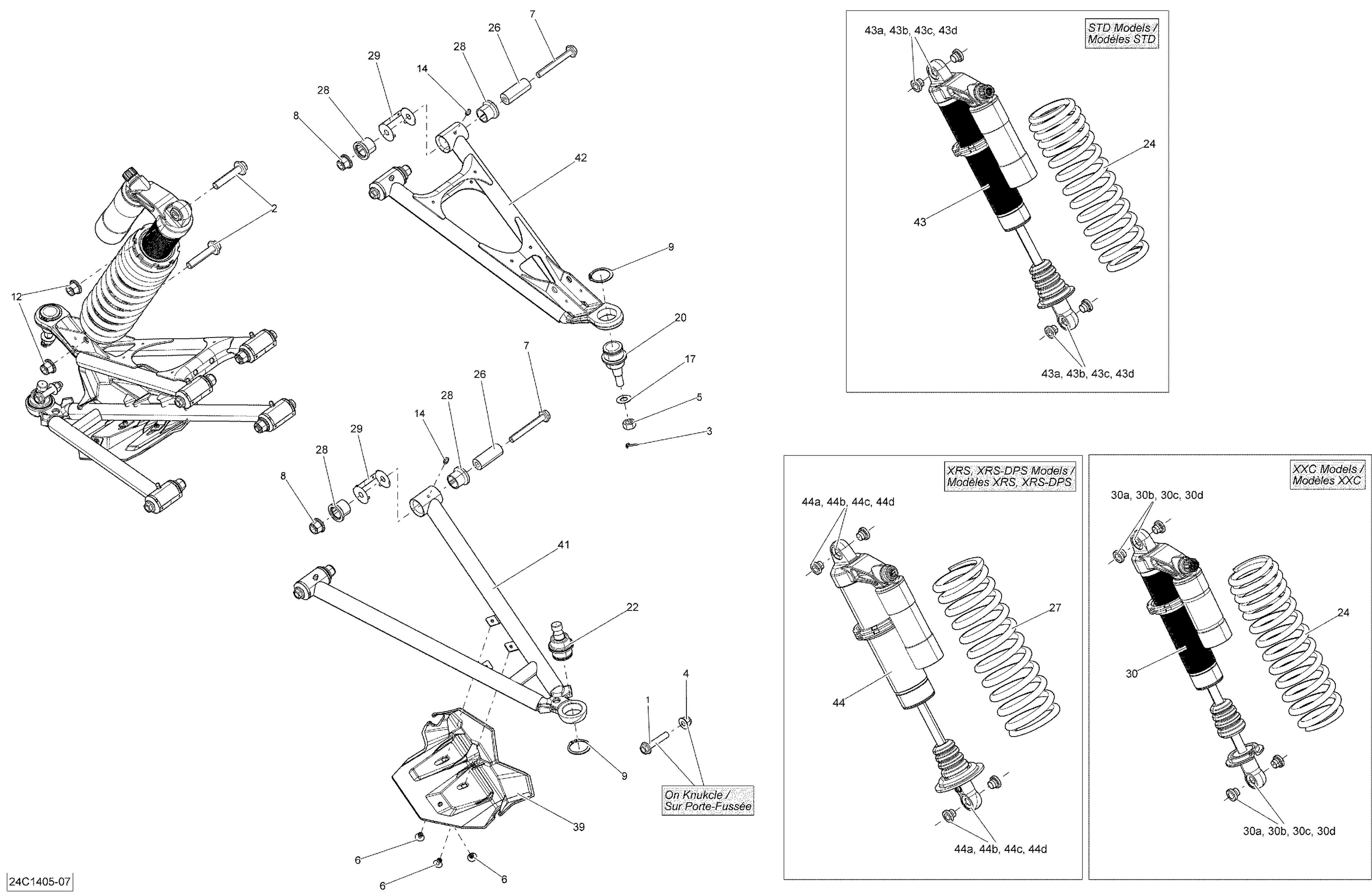 07 SUSPENSION AVANT POUR MAVERICK STD 1000 EFI CVT JAUNE 2014