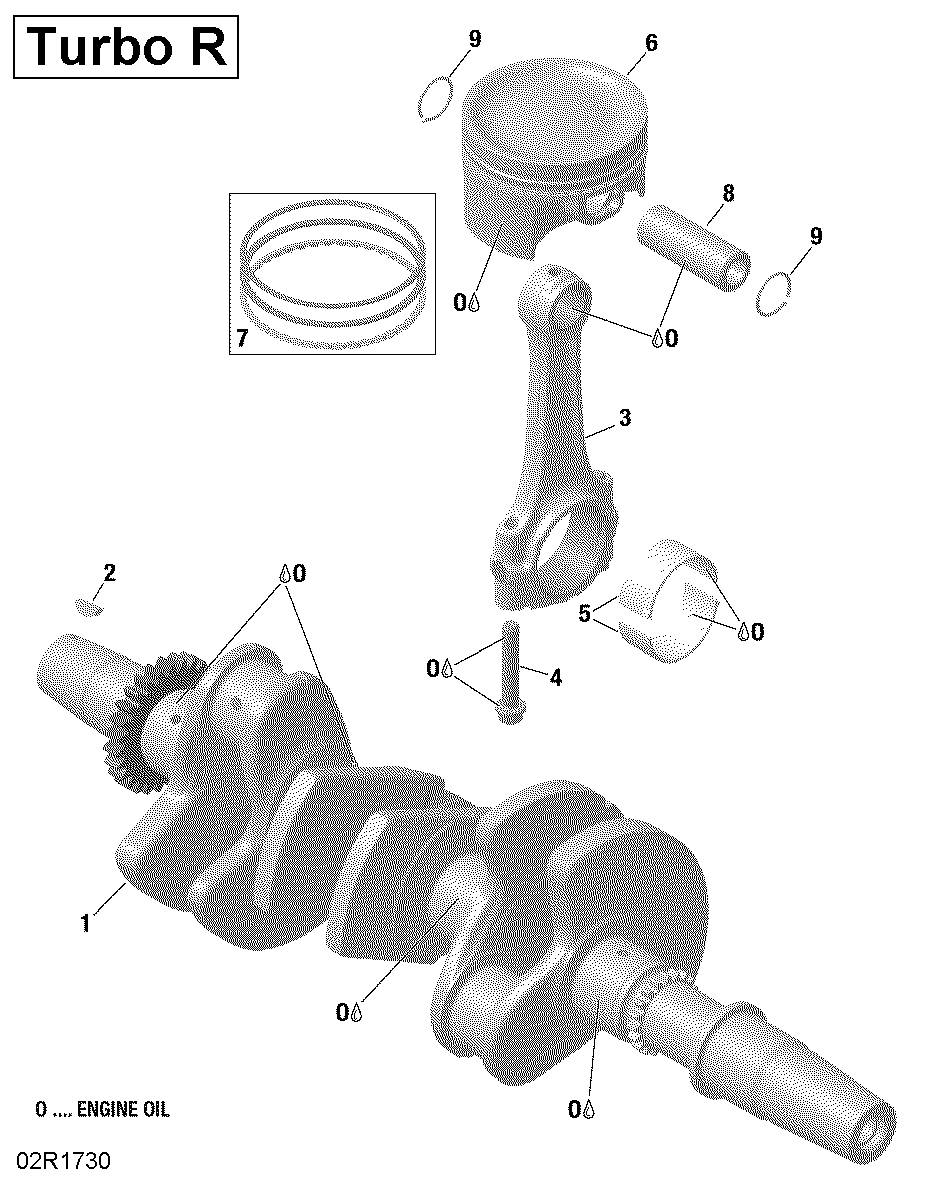 01 VILEBREQUIN ET PISTONS POUR MAVERICK MAX TURBO R STD BLANC 2019