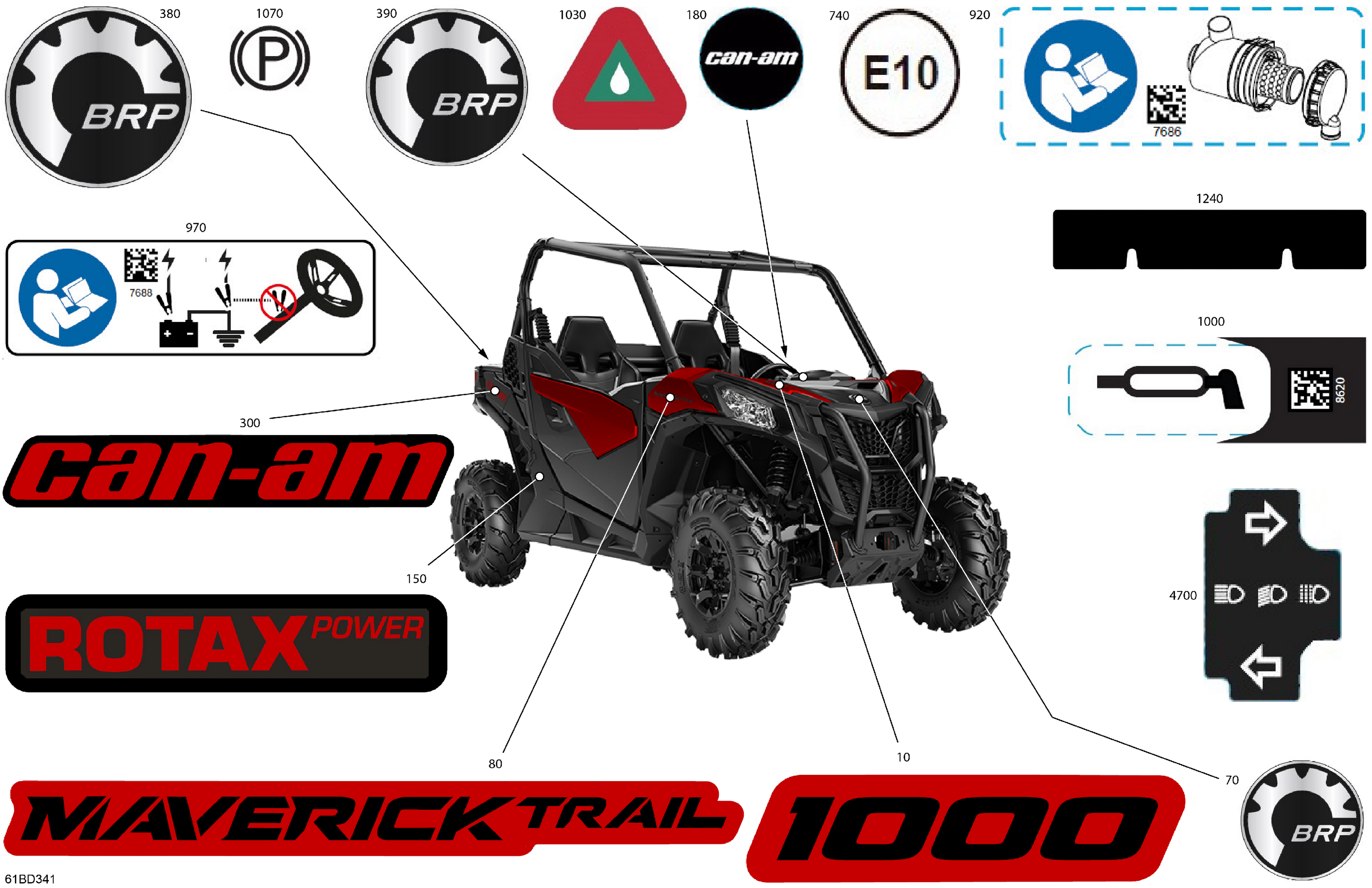 07 CARROSSERIE KITS DECOS POUR MAVERICK TRAIL 1000 DPS ROUGE INTENSE 2024