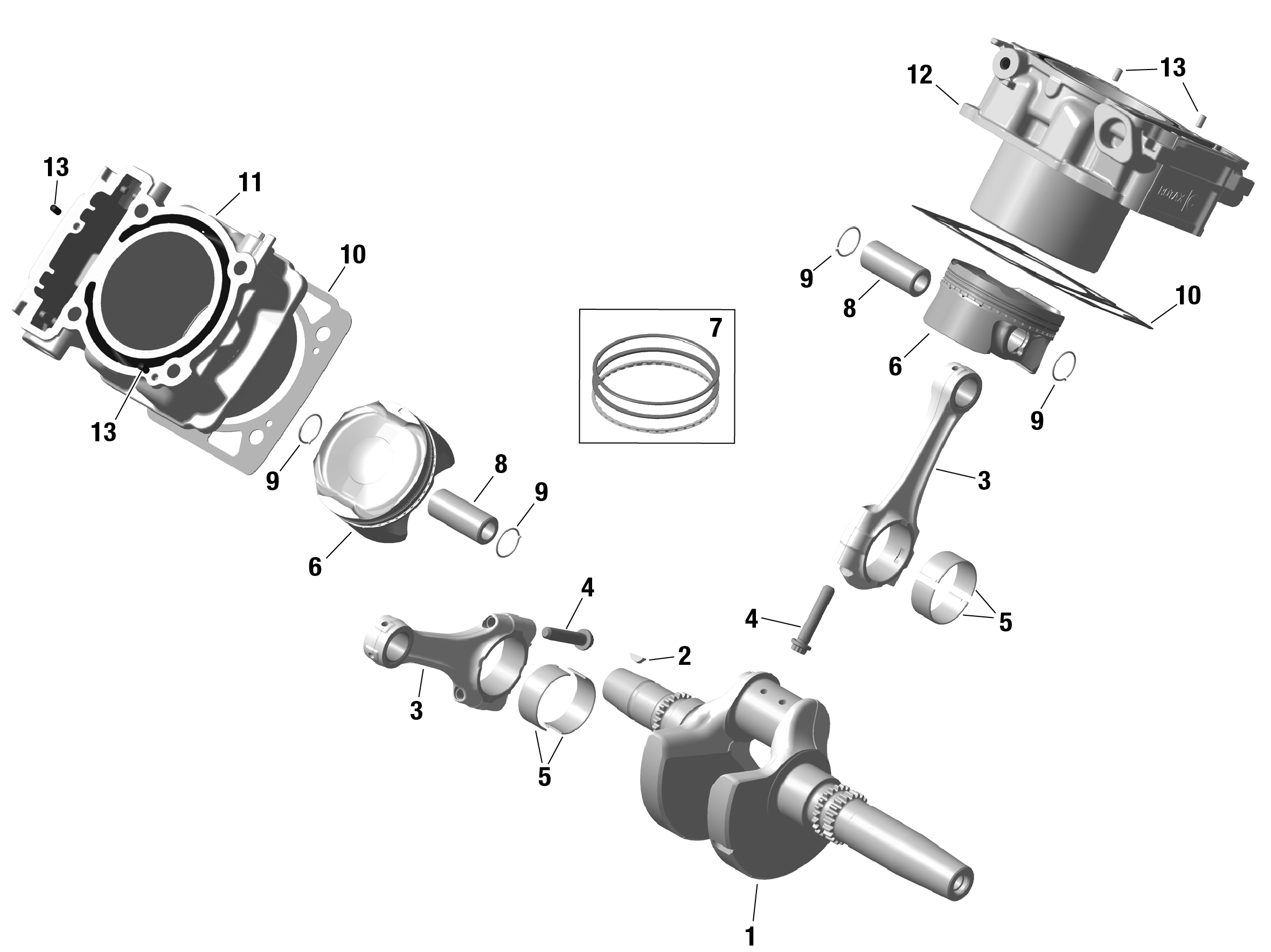 01 ROTAX VILEBREQUIN PISTONS ET CYLINDRE POUR OUTLANDER 1000 EFI 6X6 XU VERT BOREAL 2024