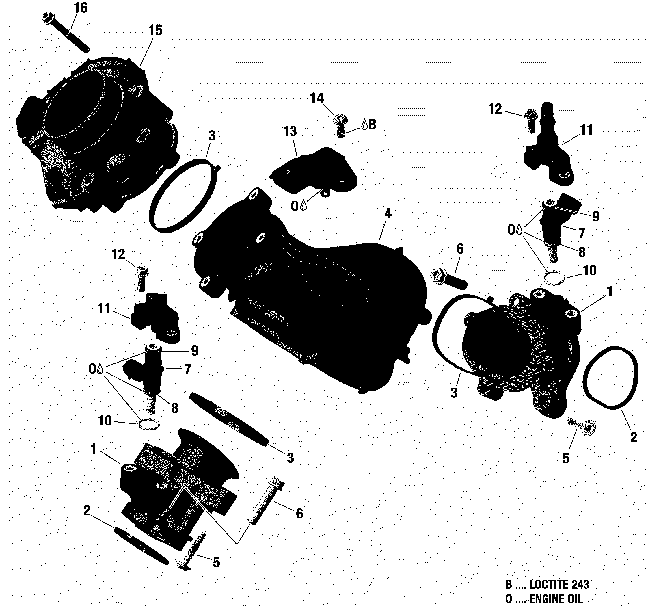 02 COLLECTEUR ADMISSION AIR ET CARTER DE PAPILLON POUR MAVERICK SPORT 1000 BASE BLANC 2019