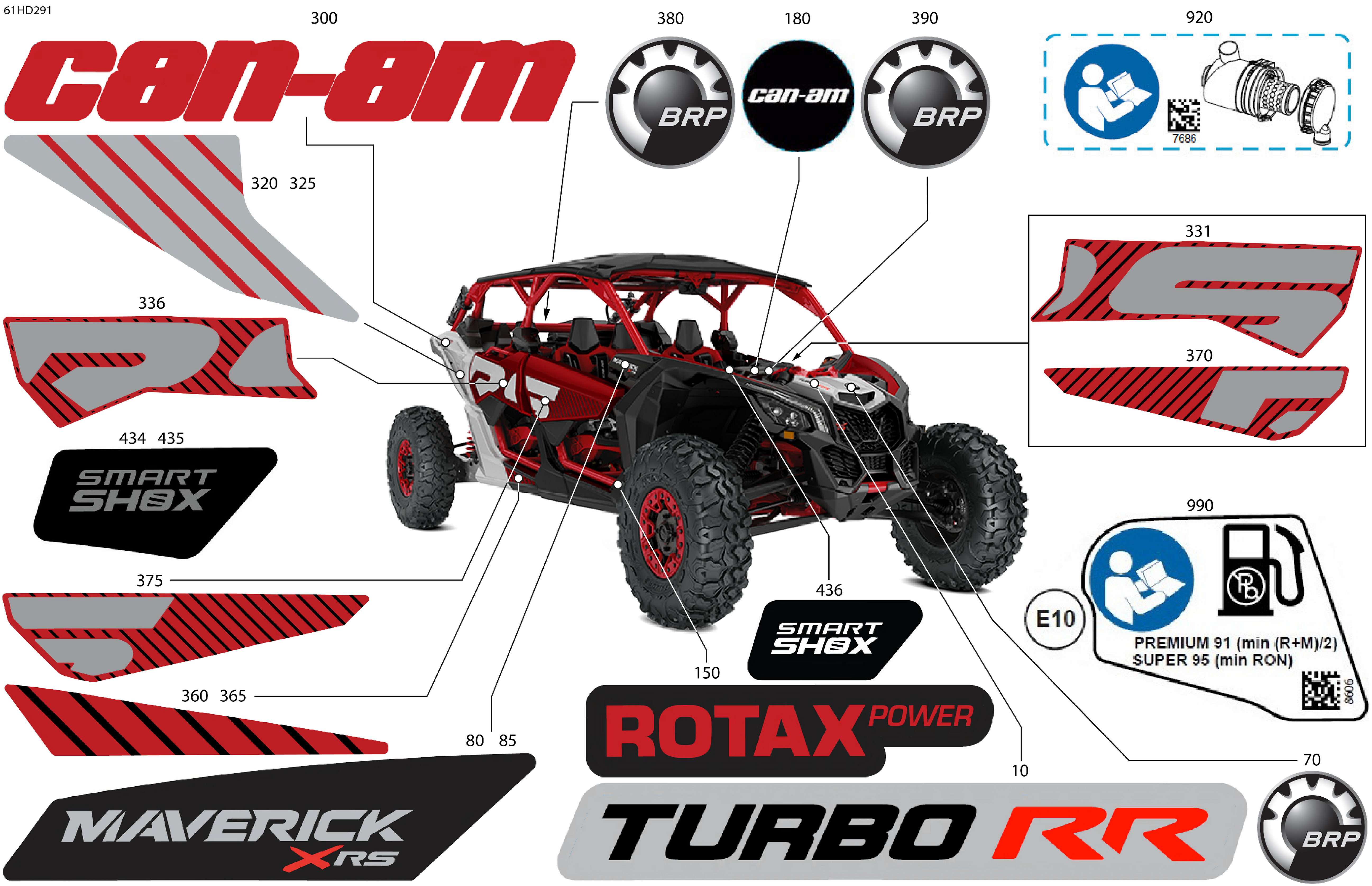 07 CARROSSERIE KITS DECOS POUR MAVERICK MAX TURBO RR XRS SMART SHOCK ROUGE INTENSE 2024