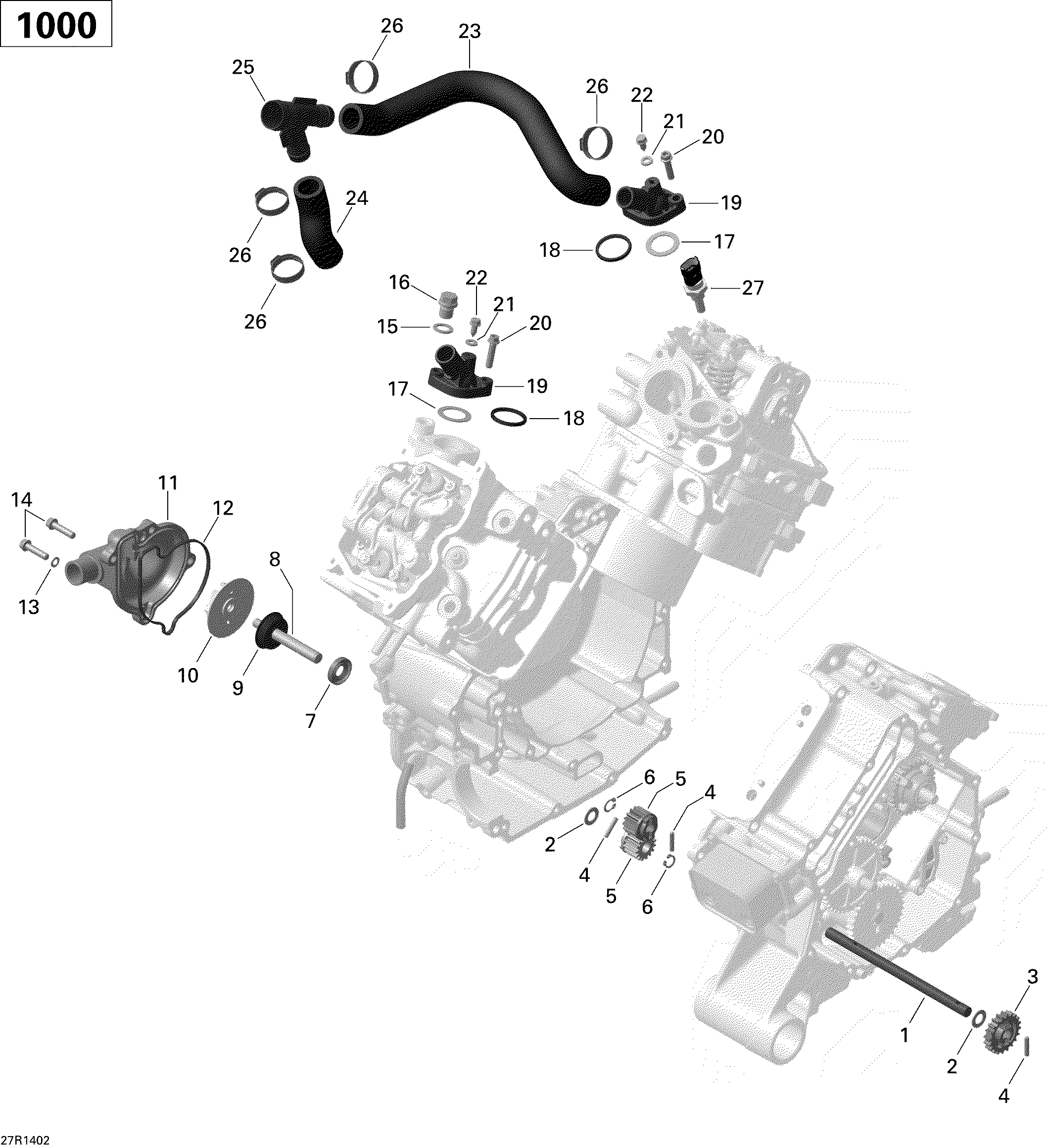 01 REFROIDISSEMENT MOTEUR POUR COMMANDER 1000 EFI CVT STD ROUGE 2014