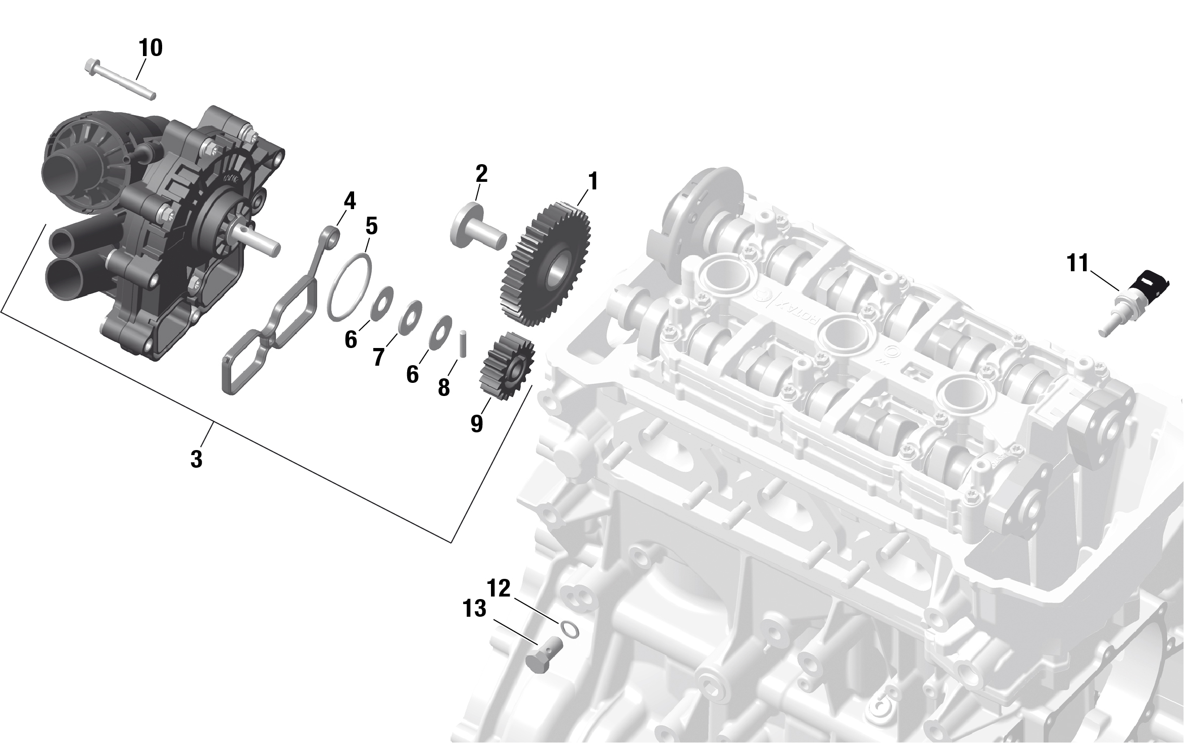 01 ROTAX REFROIDISSEMENT MOTEUR POUR SPYDER F3 LIMITED DARK EDITION SE6 MONOLITH BLACK 2023