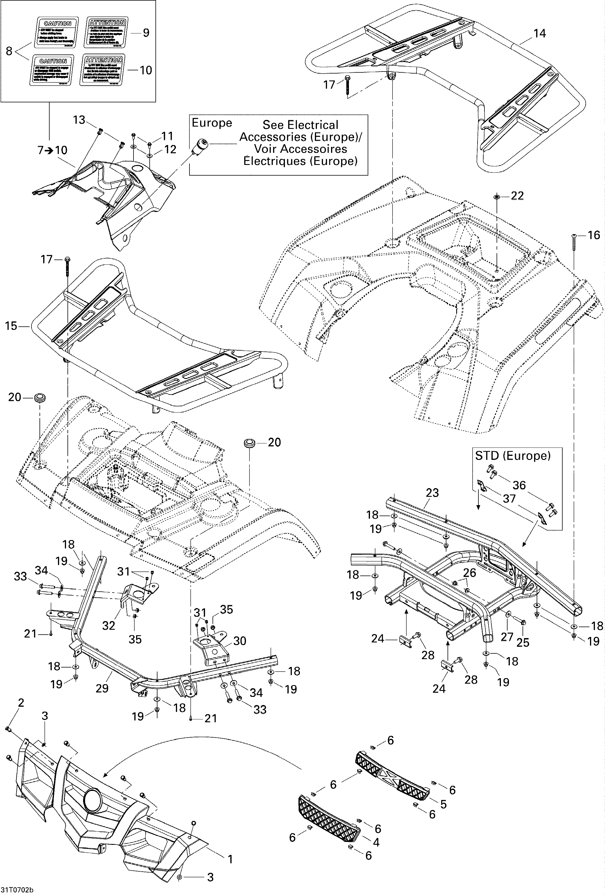 09 CARROSSERIE ET ACCESSOIRES 2 STD POUR OUTLANDER 400 ROUGE VIPERE 2007