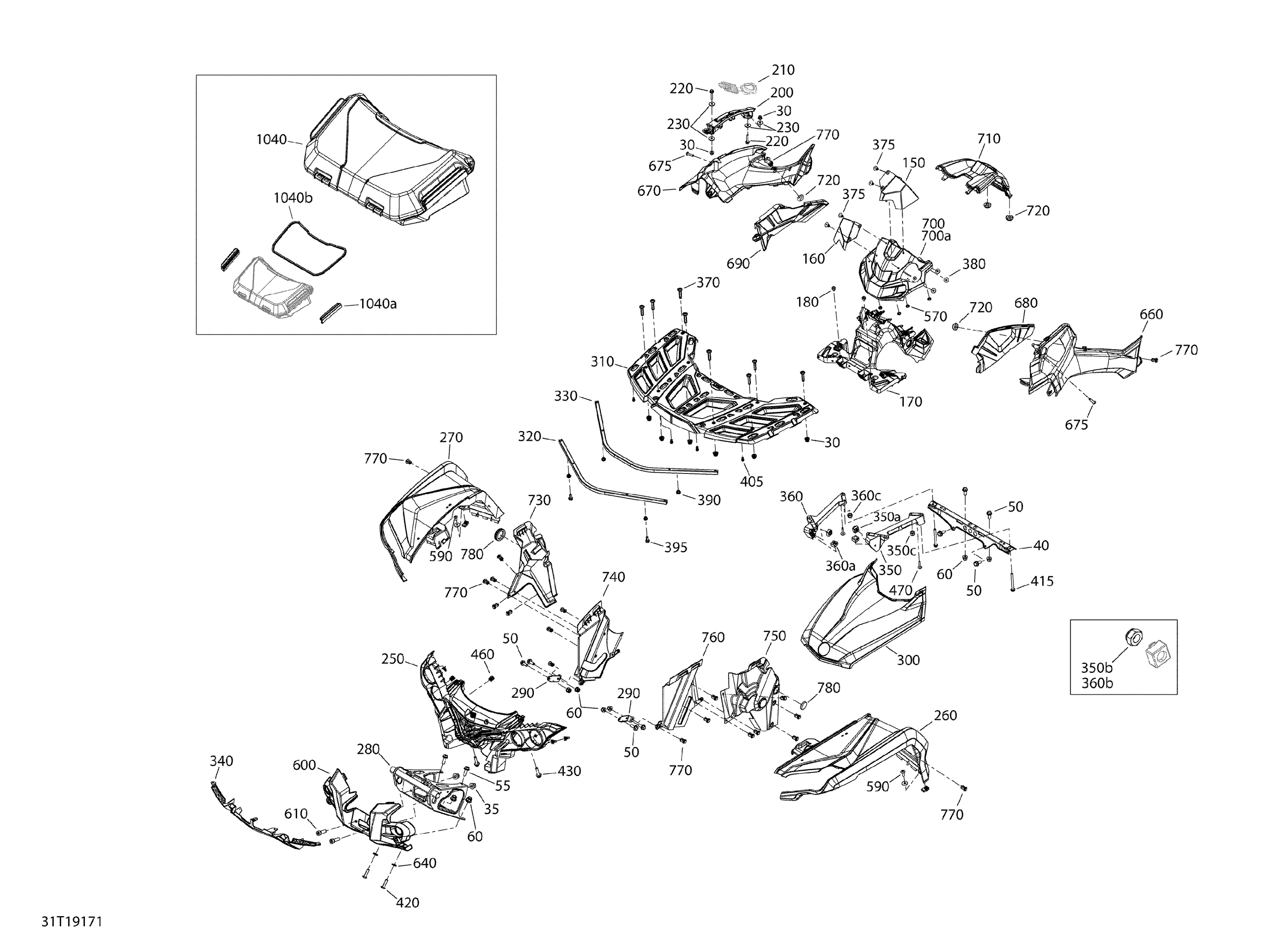 09 CARROSSERIE ET ACCESSOIRES 6X6 1000 EFI MAGNESIUM PUR AVANT POUR OUTLANDER 6X6 1000 EFI PRO NORDIC MAGNESIUM PUR 2019