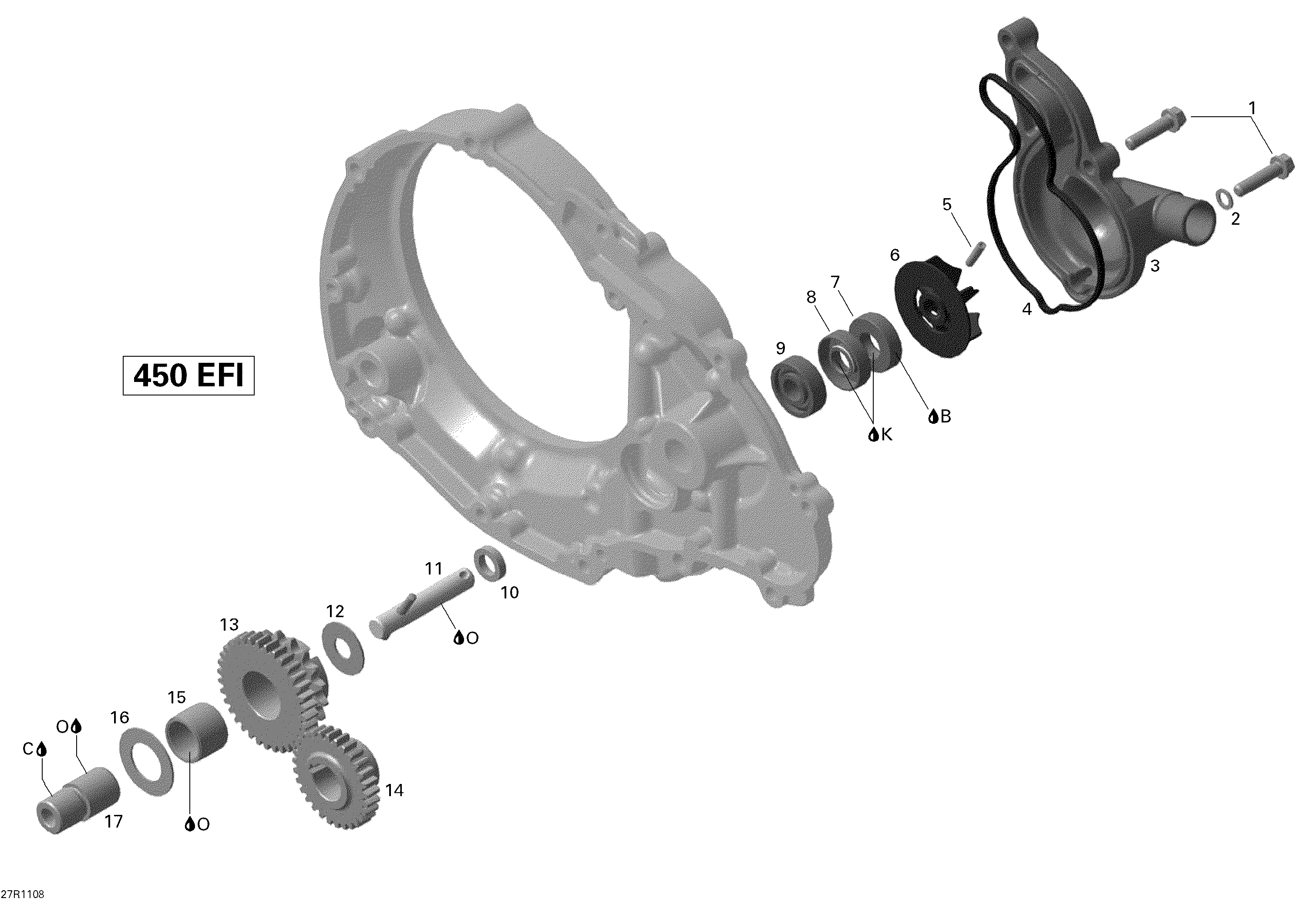 01 REFROIDISSEMENT MOTEUR POUR DS 2X4 STD 450 EFI 5SP BLANC 2009