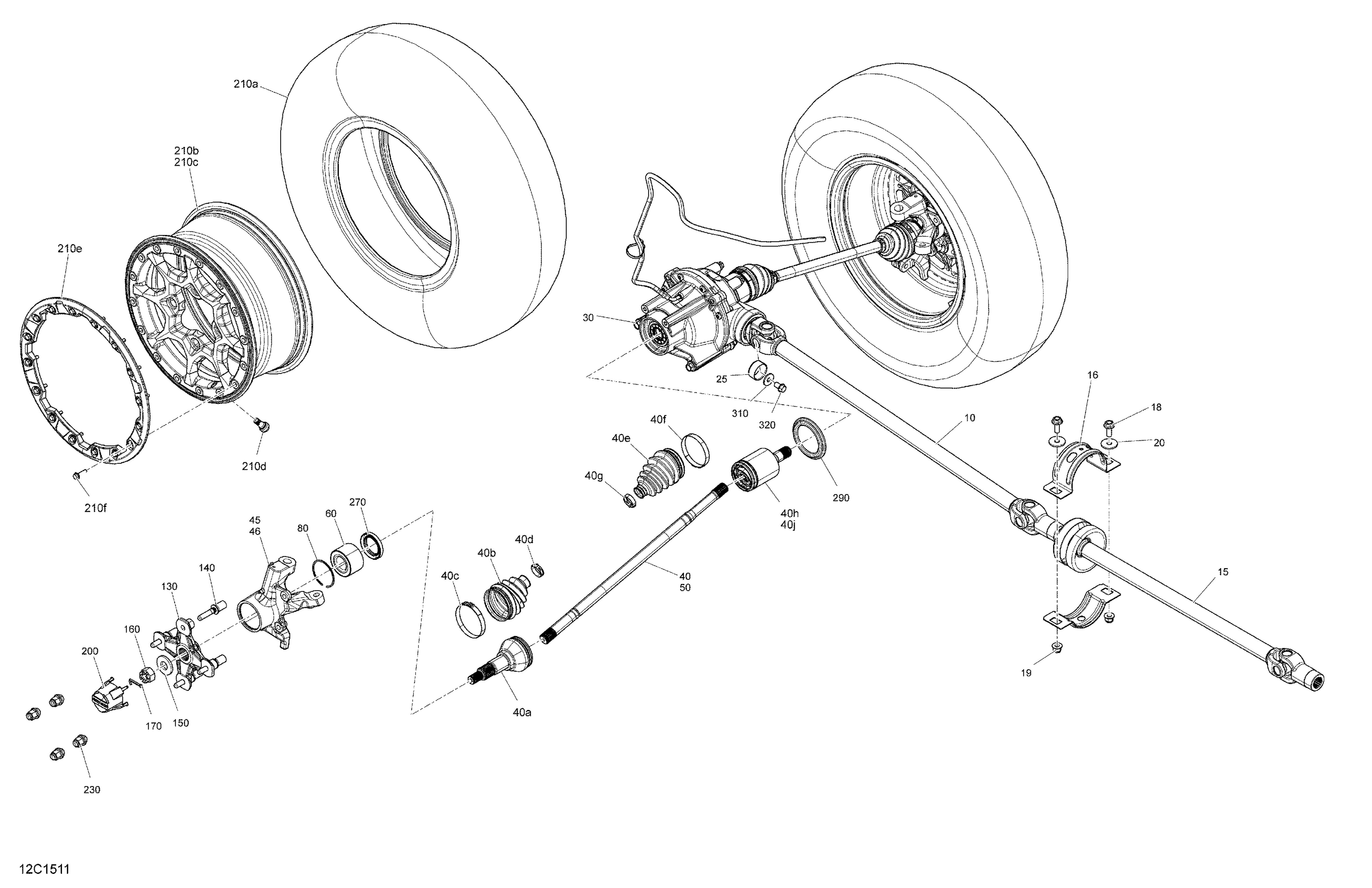 07 SYSTEME ENTRAINEMENT AVANT 12C1511A POUR MAVERICK MAX XDS DPS NOIR CARBONE 2015
