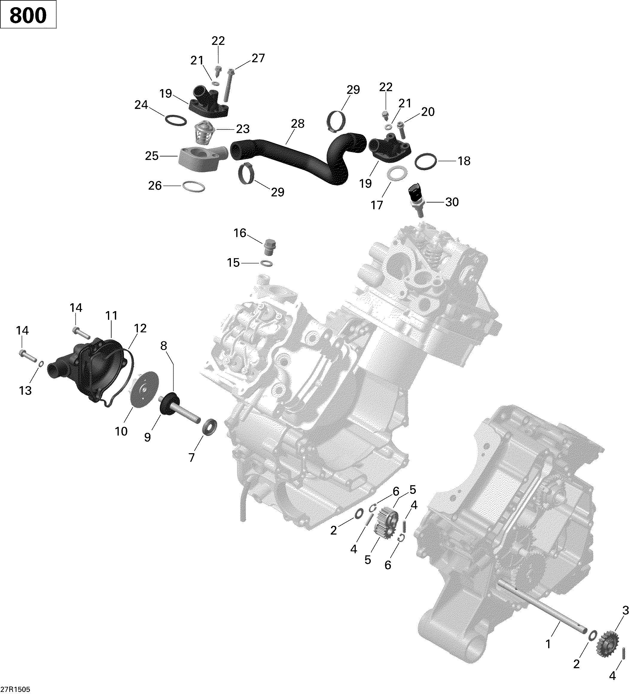 01 REFROIDISSEMENT MOTEUR 27R1505 POUR COMMANDER 800 EFI CVT DPS JAUNE 2014