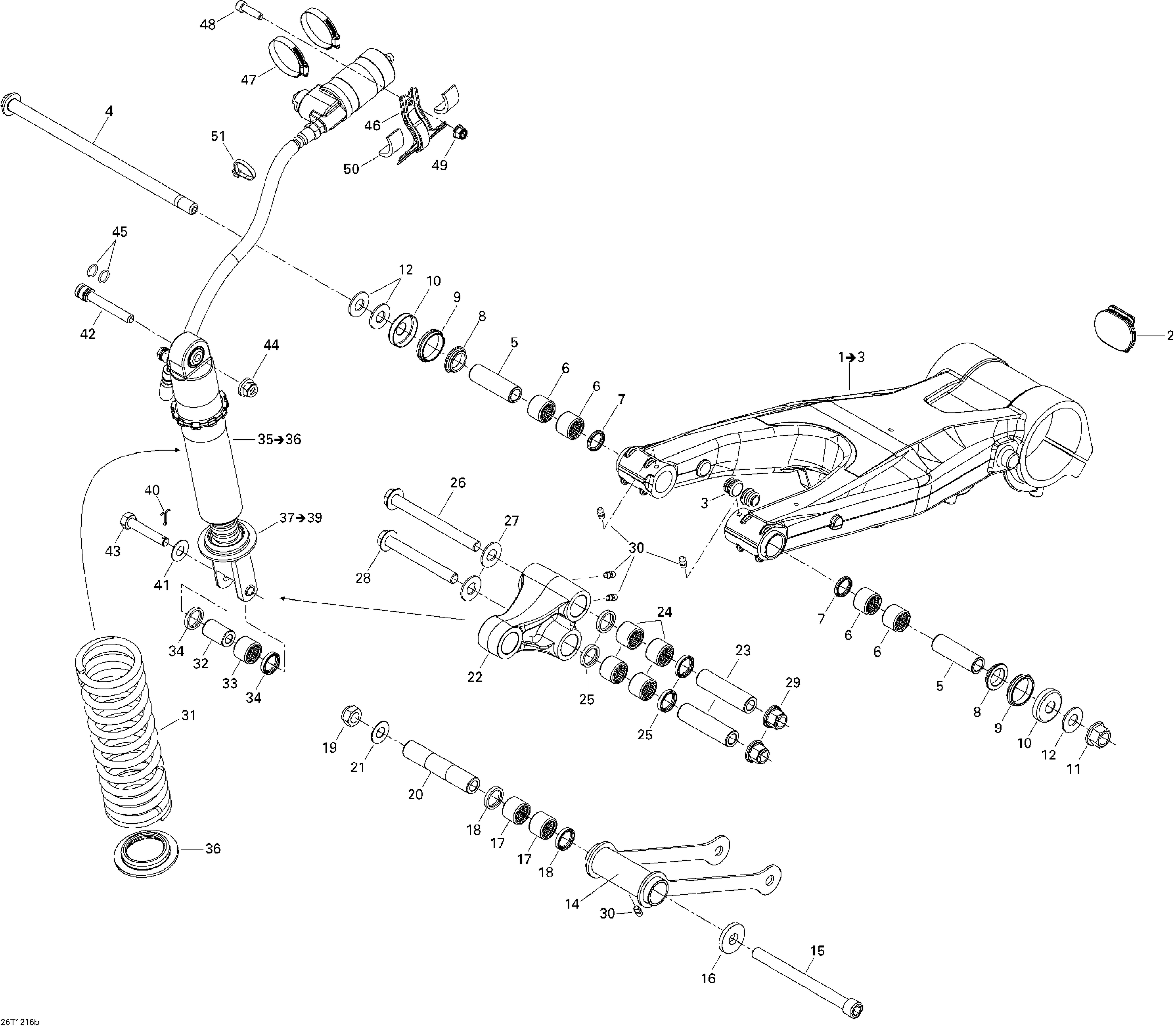 08 SUSPENSION ARRIERE XMX POUR DS 450 2X4 XMX 5SP NOIR 2012