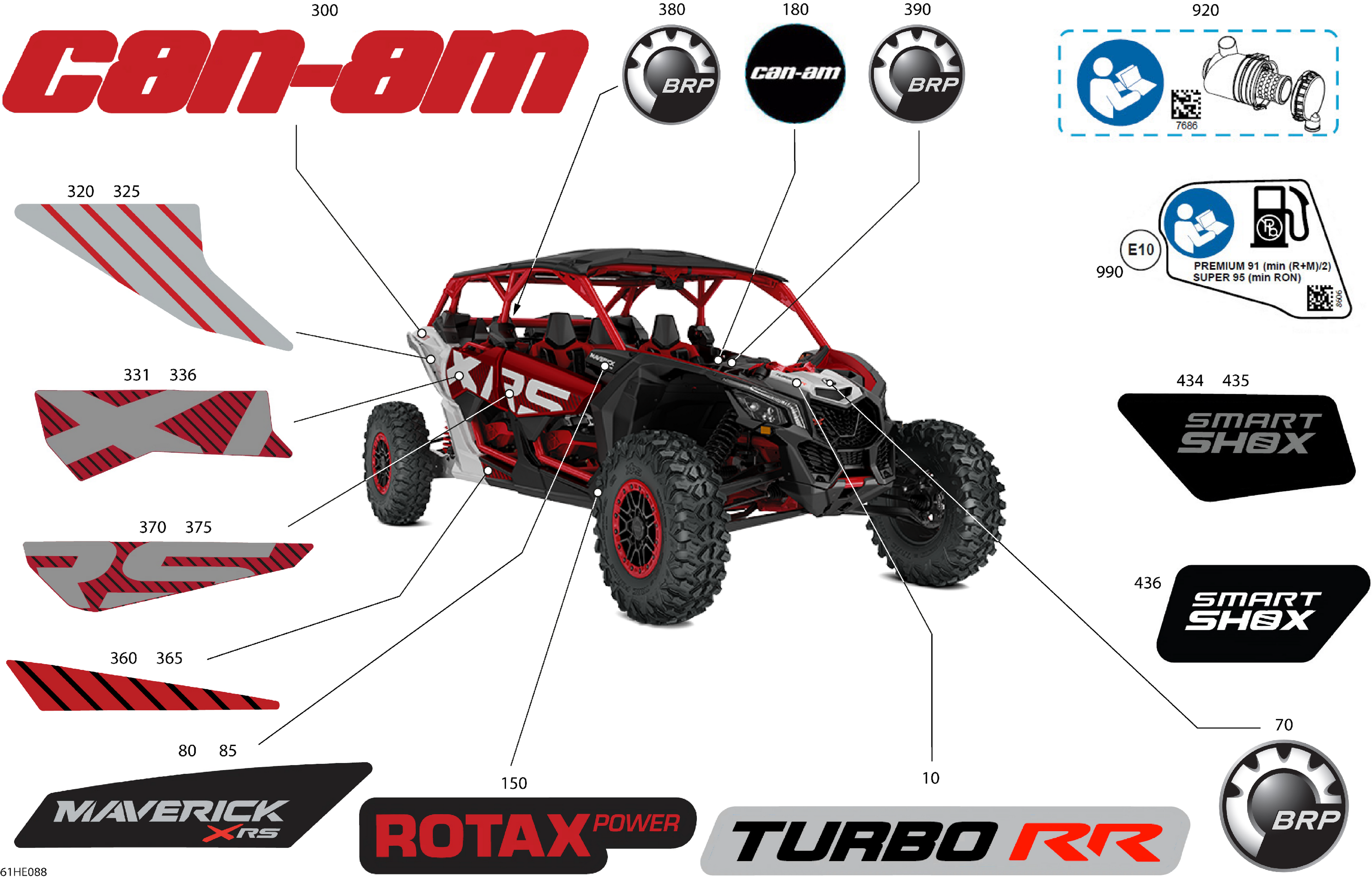07 CARROSSERIE KITS DECOS POUR MAVERICK MAX TURBO RR XRS SAS ROUGE INTENSE 2025