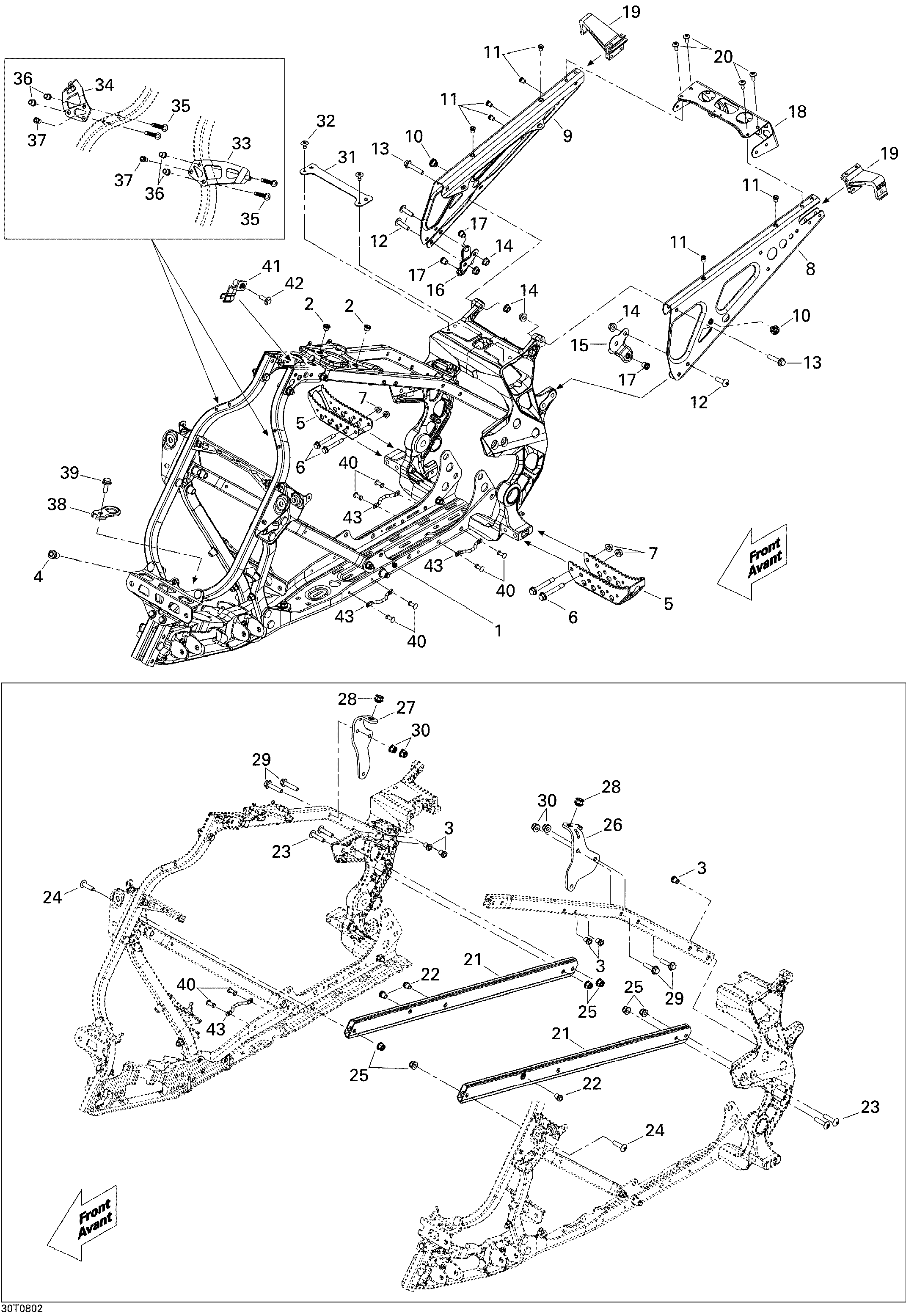 09 CHASSIS POUR DS 2X4 X 450 EFI 5SP NOIR PROFOND 2008