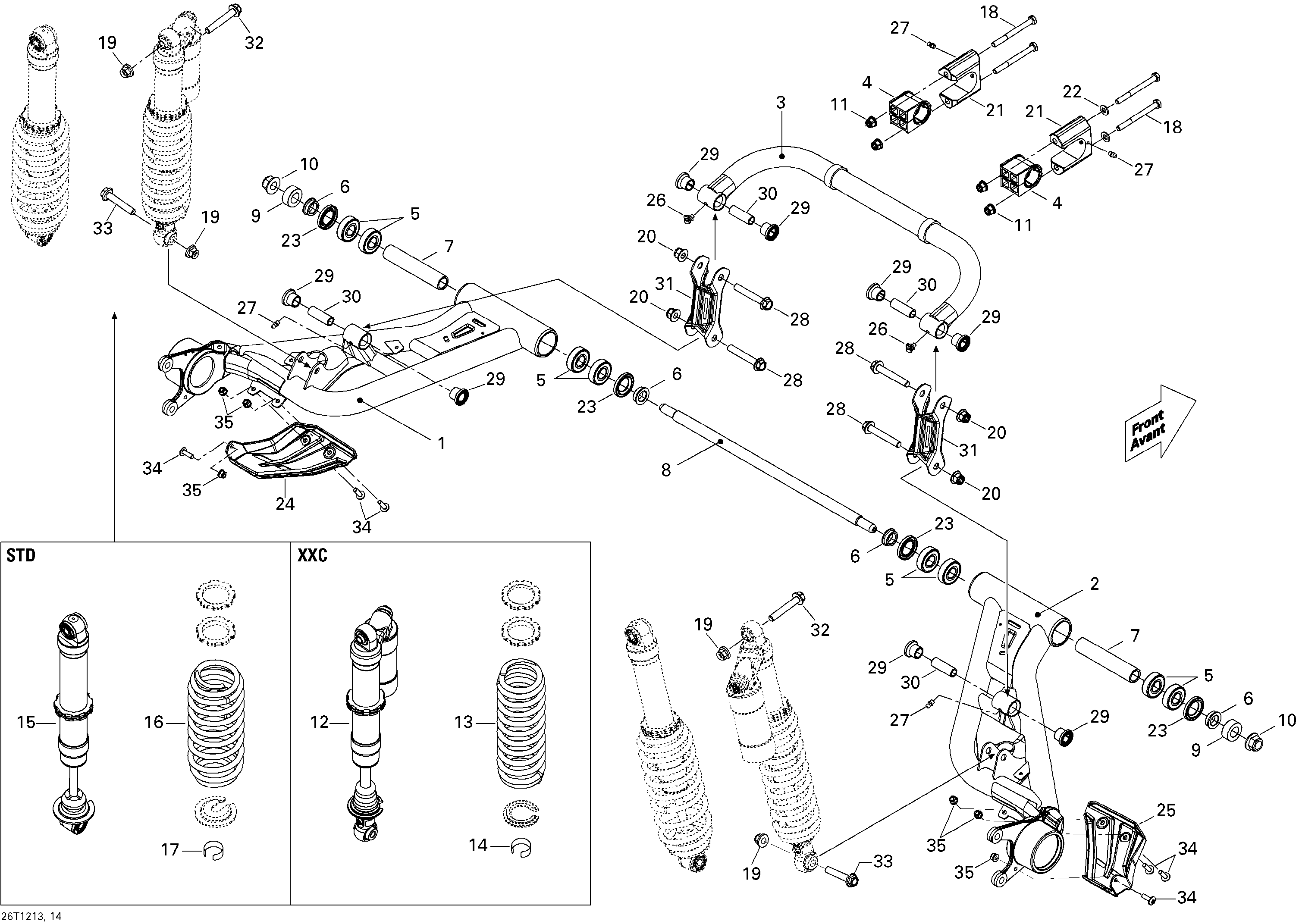 08 SUSPENSION ARRIERE POUR RENEGADE STD JAUNE 2012