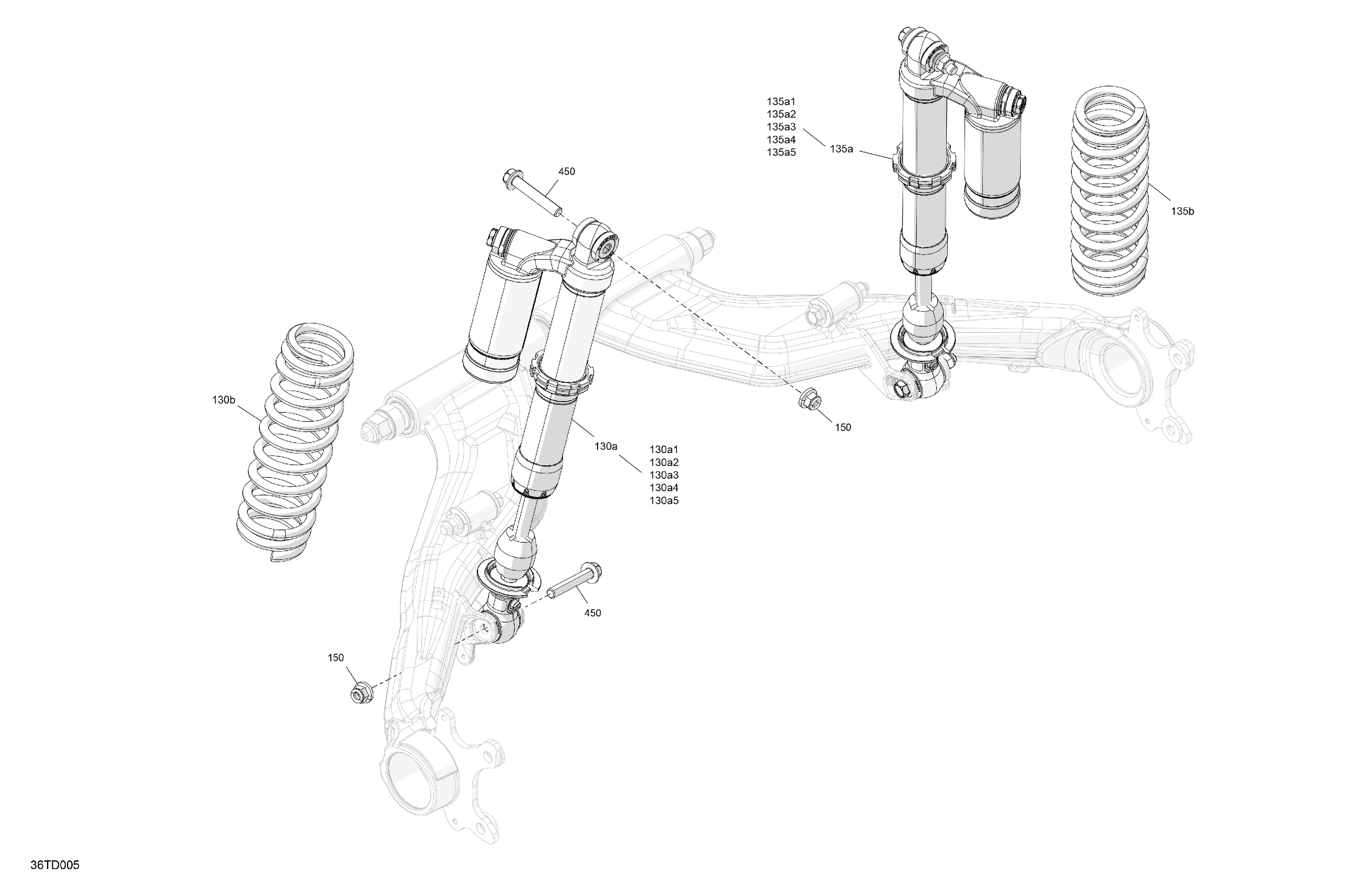 05 SUSPENSION AMORTISSEURS ARRIERE POUR OUTLANDER 1000 EFI XXC CHALK 2024
