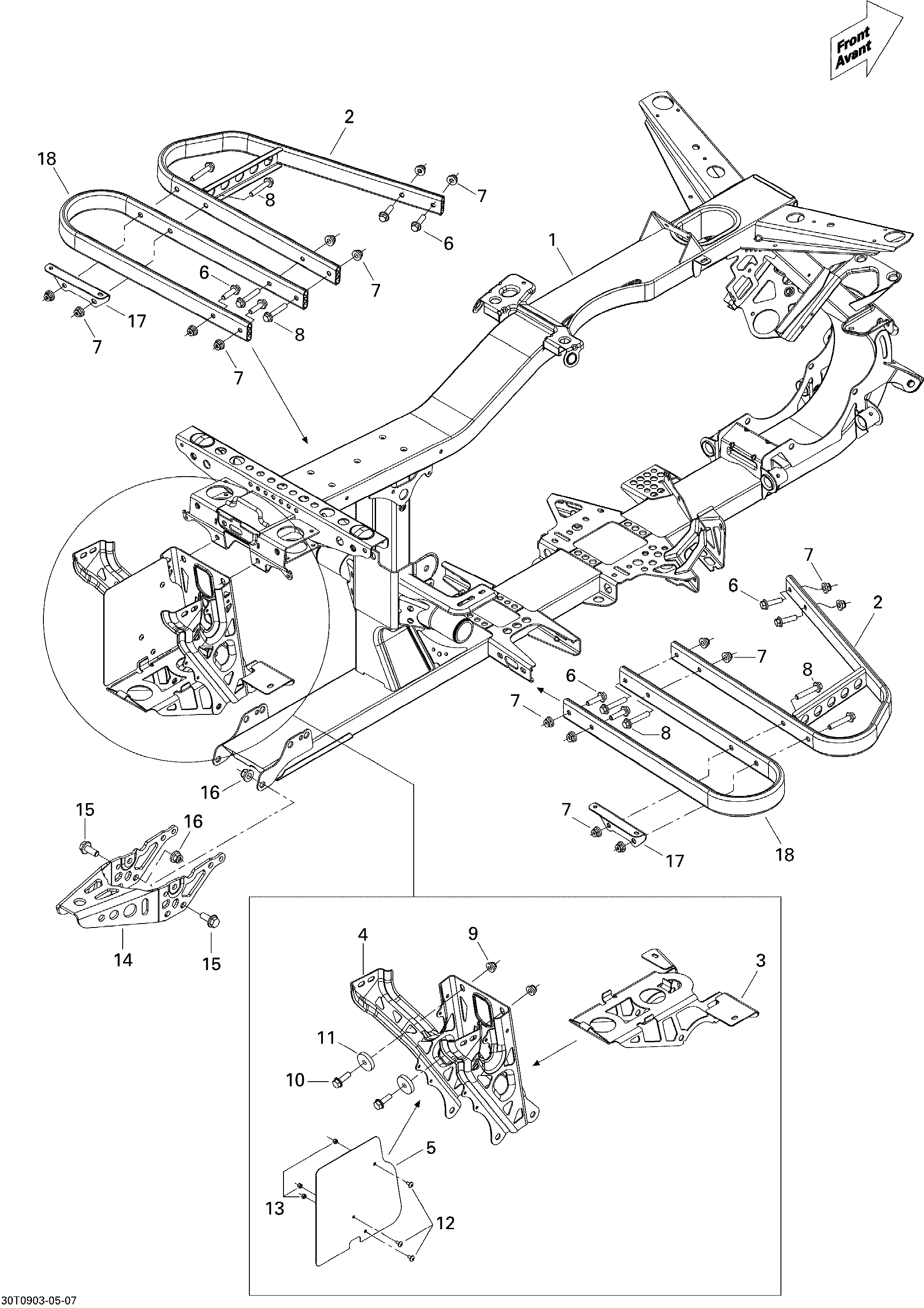 09 CHASSIS POUR OUTLANDER STD 650 EFI CVT ROUGE VIPERE 2009