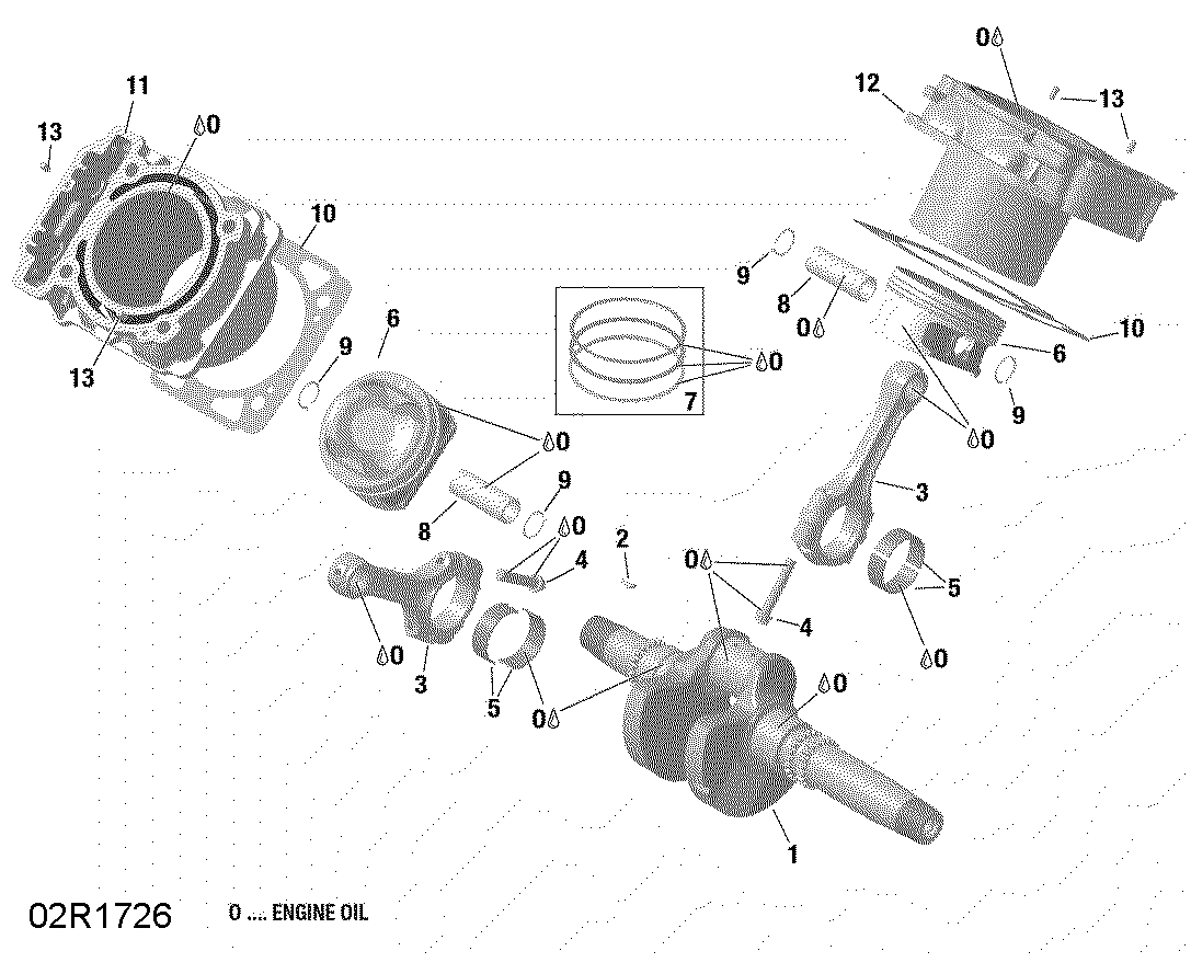 01 VILEBREQUIN PISTON ET CYLINDRE HD8 POUR DEFENDER 800R EFI CONVENIENCE VERT 2016