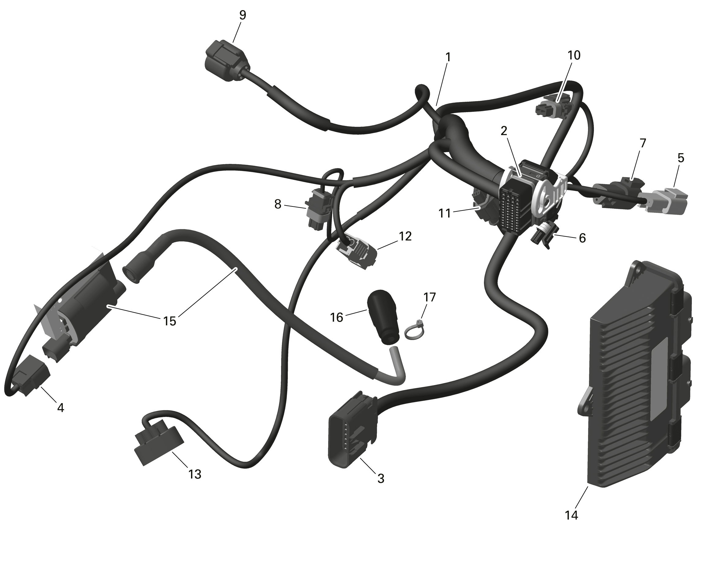 01 ROTAX FAISCEAU MOTEUR ET MODULE ELECTRONIQUE POUR OUTLANDER 450 EFI 6X6 STD VERT TUNDRA 2021