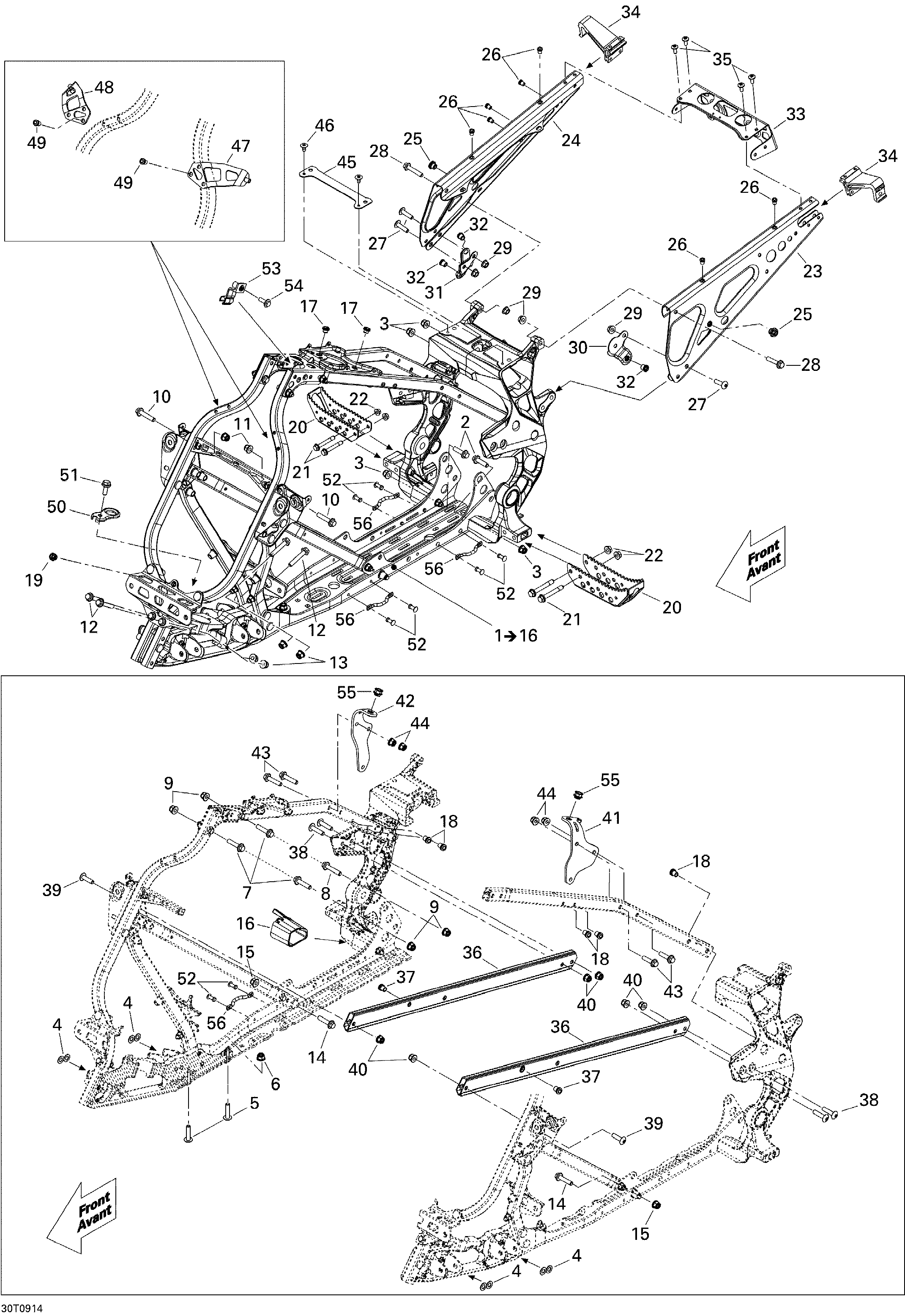 09 CHASSIS POUR DS 2X4 STD 450 EFI 5SP JAUNE 2009