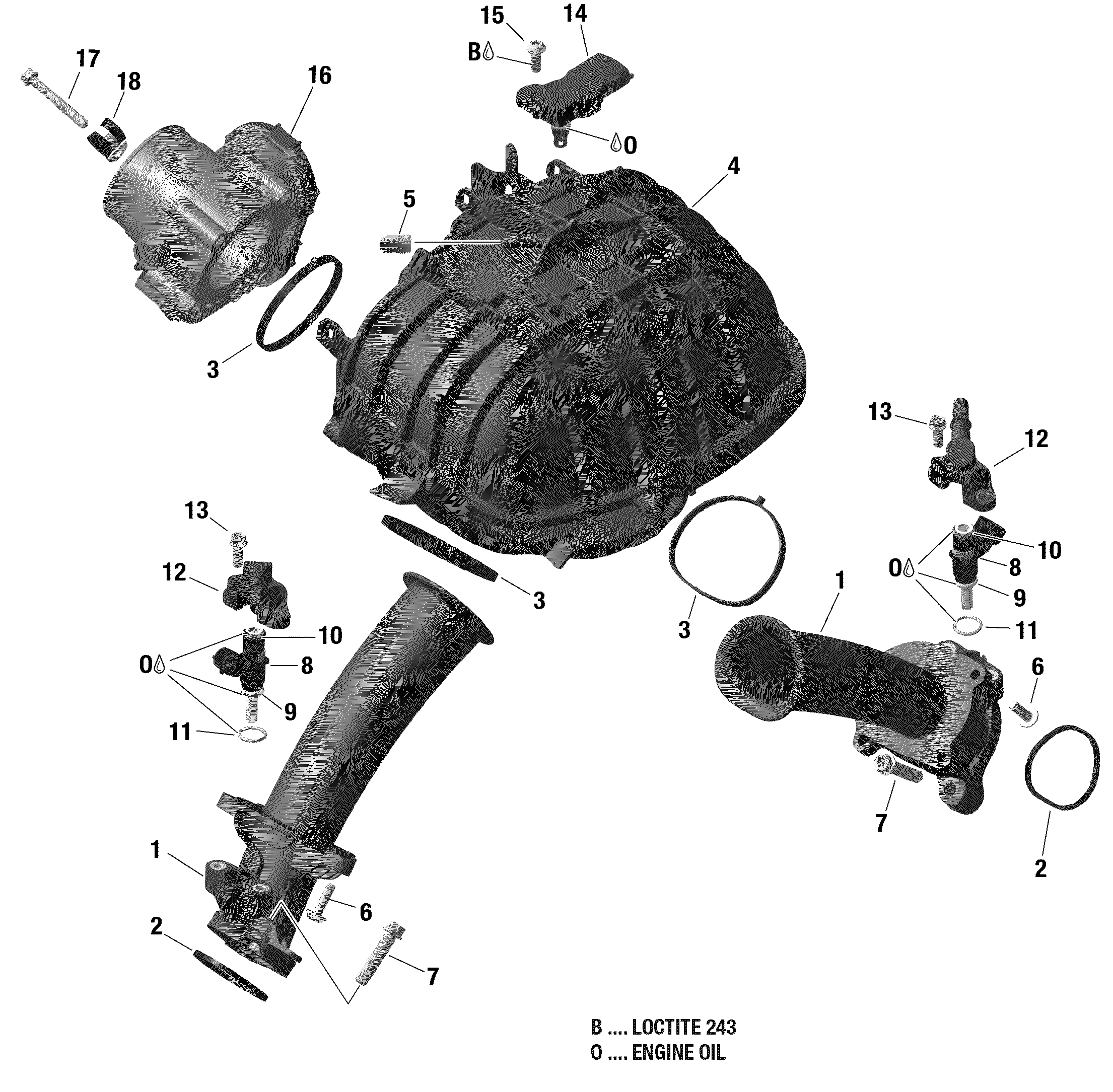 02 COLLECTEUR ADMISSION AIR ET CARTER DE PAPILLON 1010R POUR MAVERICK SPORT 1000R DPS ROUGE 2019