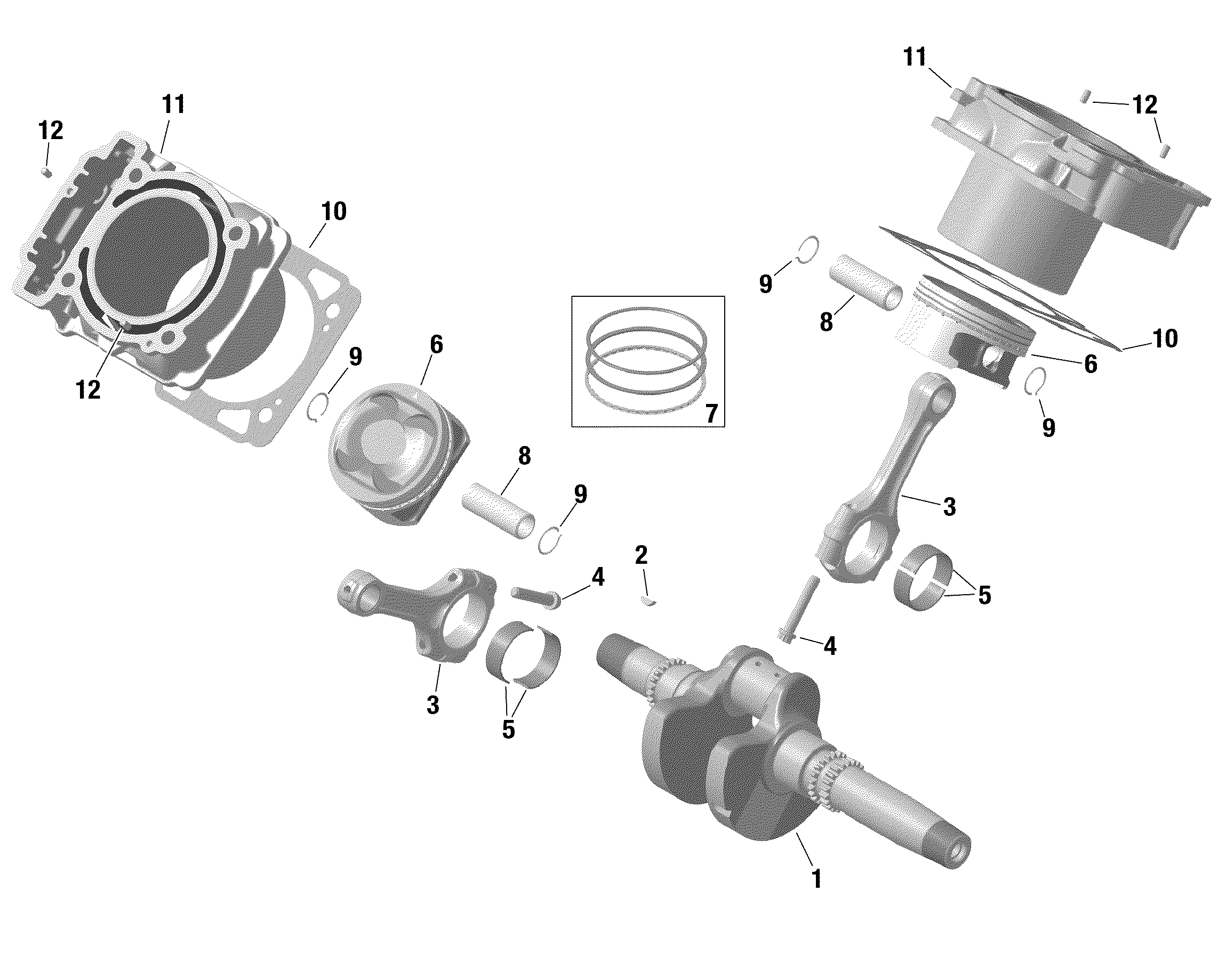 01 ROTAX VILEBREQUIN PISTON ET CYLINDRE POUR DEFENDER HD8 BASE VERT ESCADRON 2021