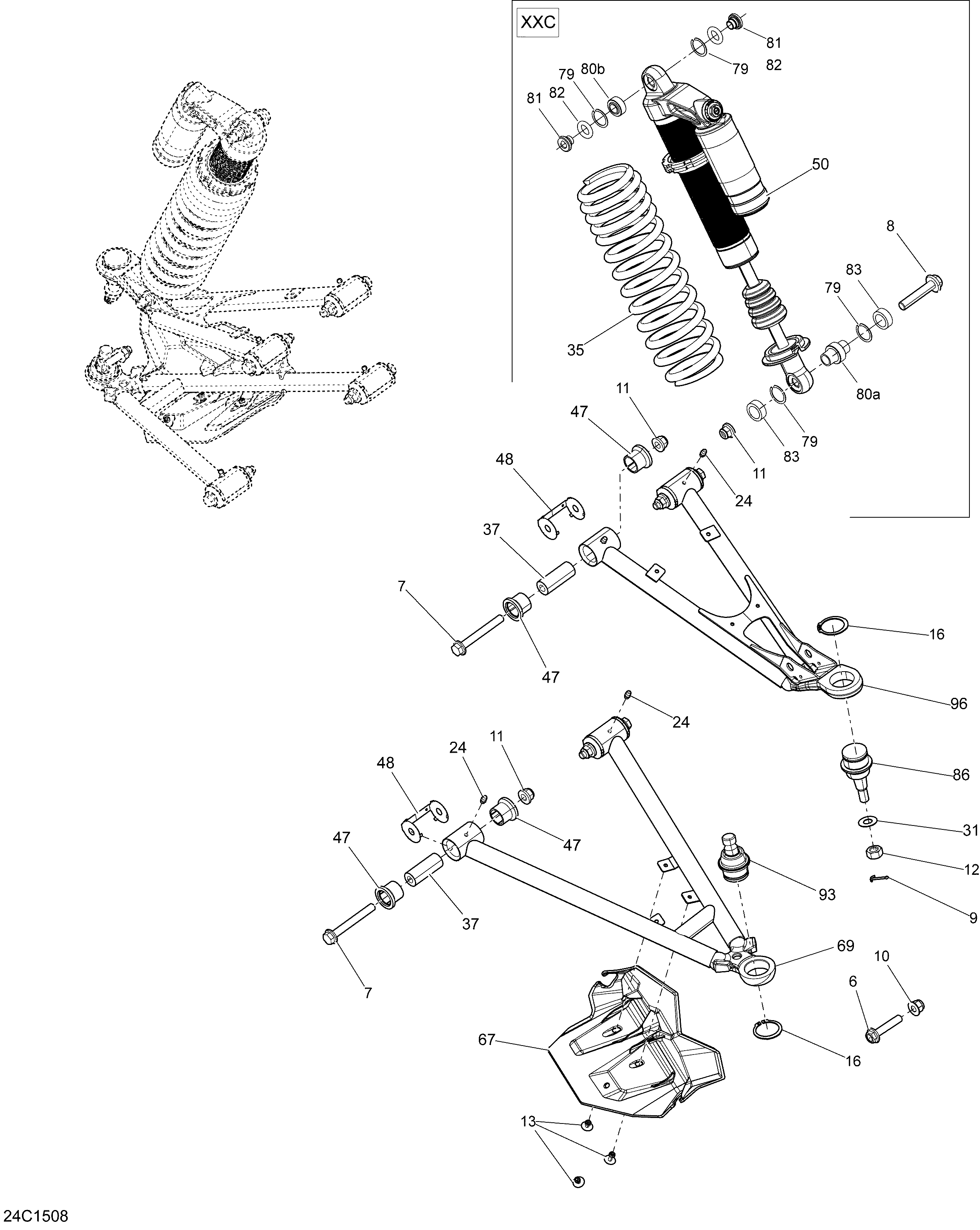 07 SUSPENSION AVANT 24C1508 POUR MAVERICK XXC BLANCROUGECAGE ROUGE 2015