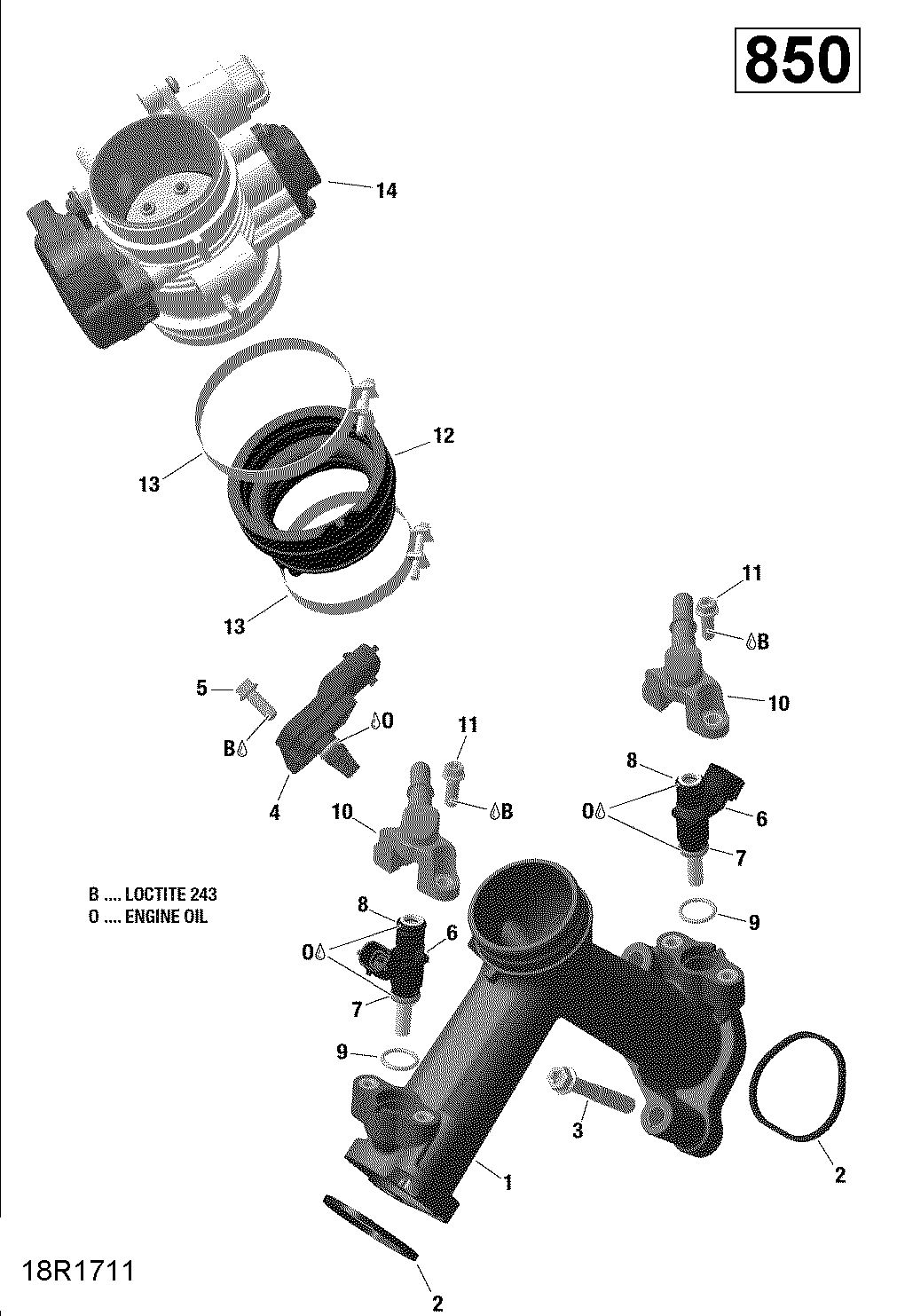 01 ROTAX COLLECTEUR ADMISSION AIR ET CARTER DE PAPILLON 850 EFI POUR OUTLANDER MAX 850 EFI XT GRIS MINERAL SATIN 2021
