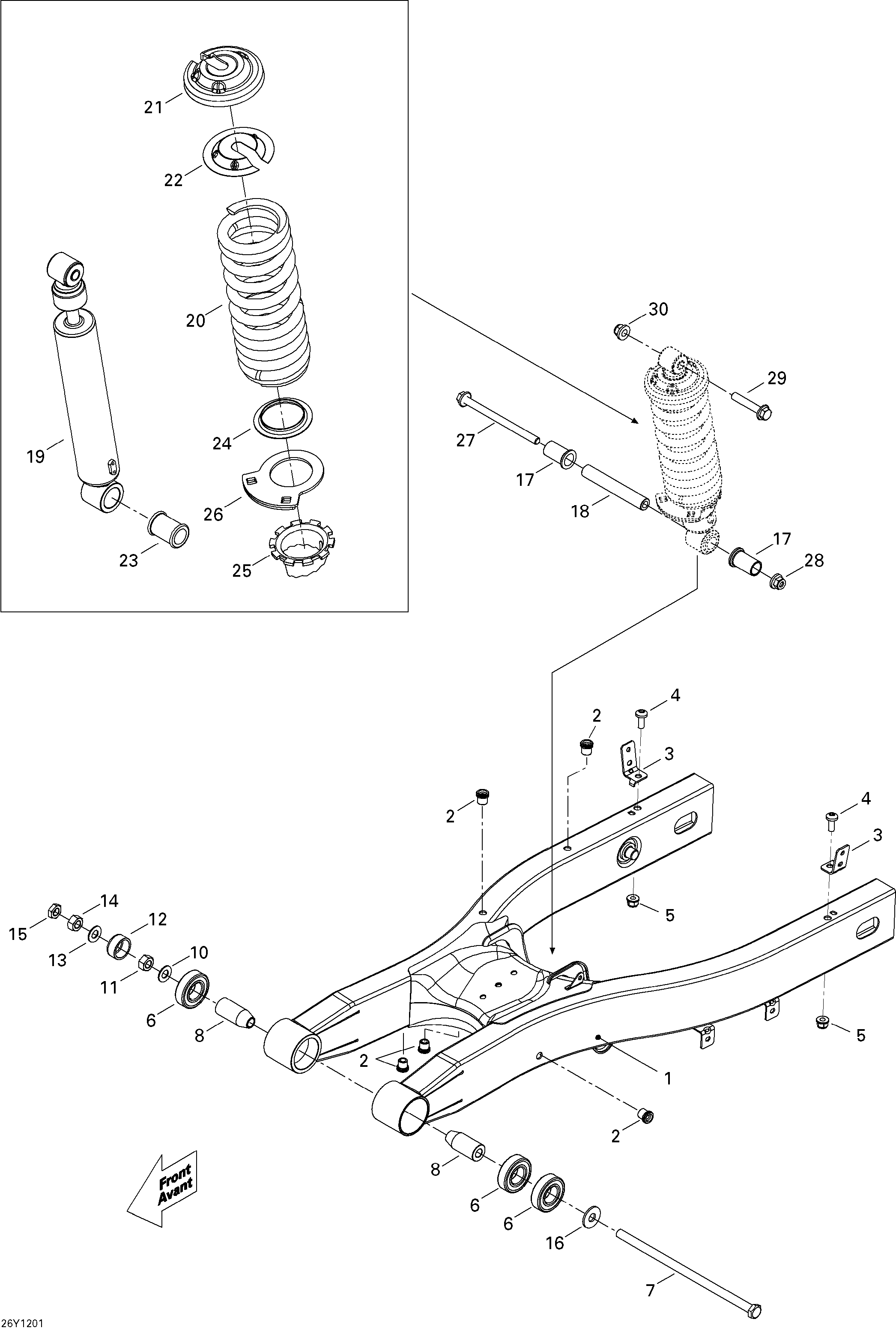 08 SUSPENSION ARRIERE POUR SPYDER RS S SE5 CAN AM REDSATIN BLACK 2012