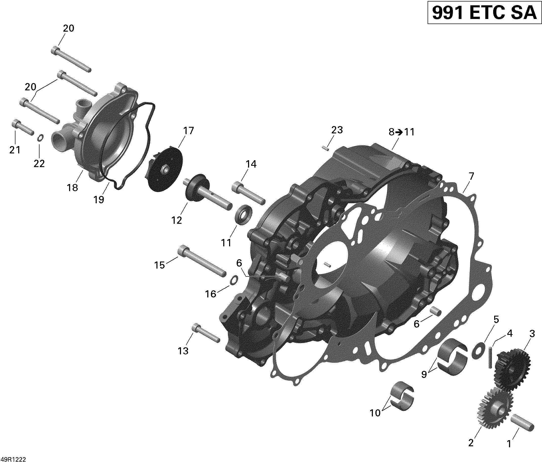 01 COUVERCLE EMBRAYAGE ET POMPE A EAU POUR SPYDER RT LIMITED SE5 LAVA BRONZEBLACK SEAT 2012