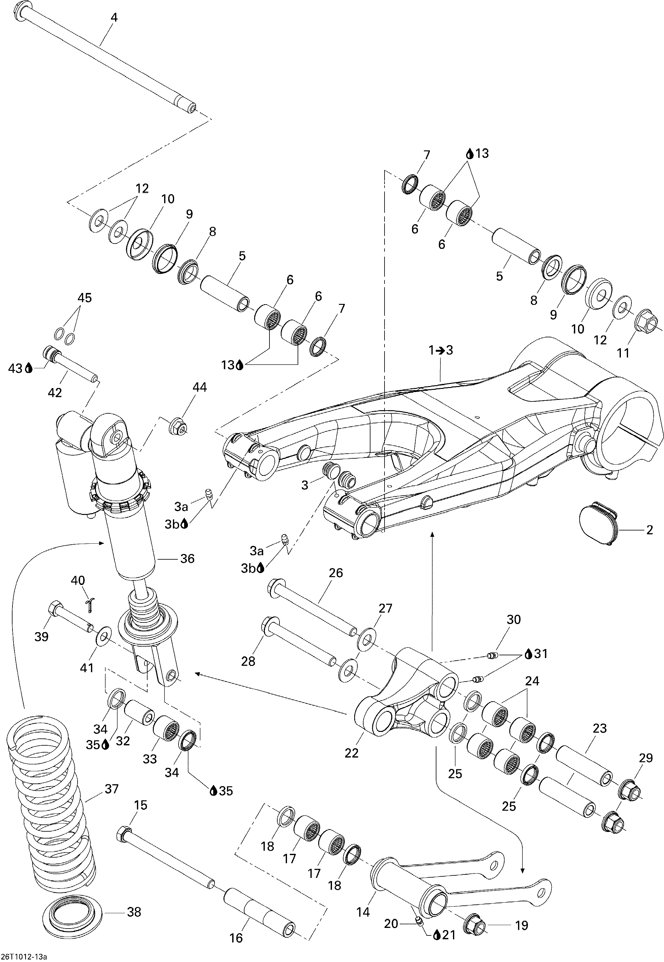08 SUSPENSION ARRIERE POUR DS 2X4 STD 450 EFI 5SP JAUNE 2010