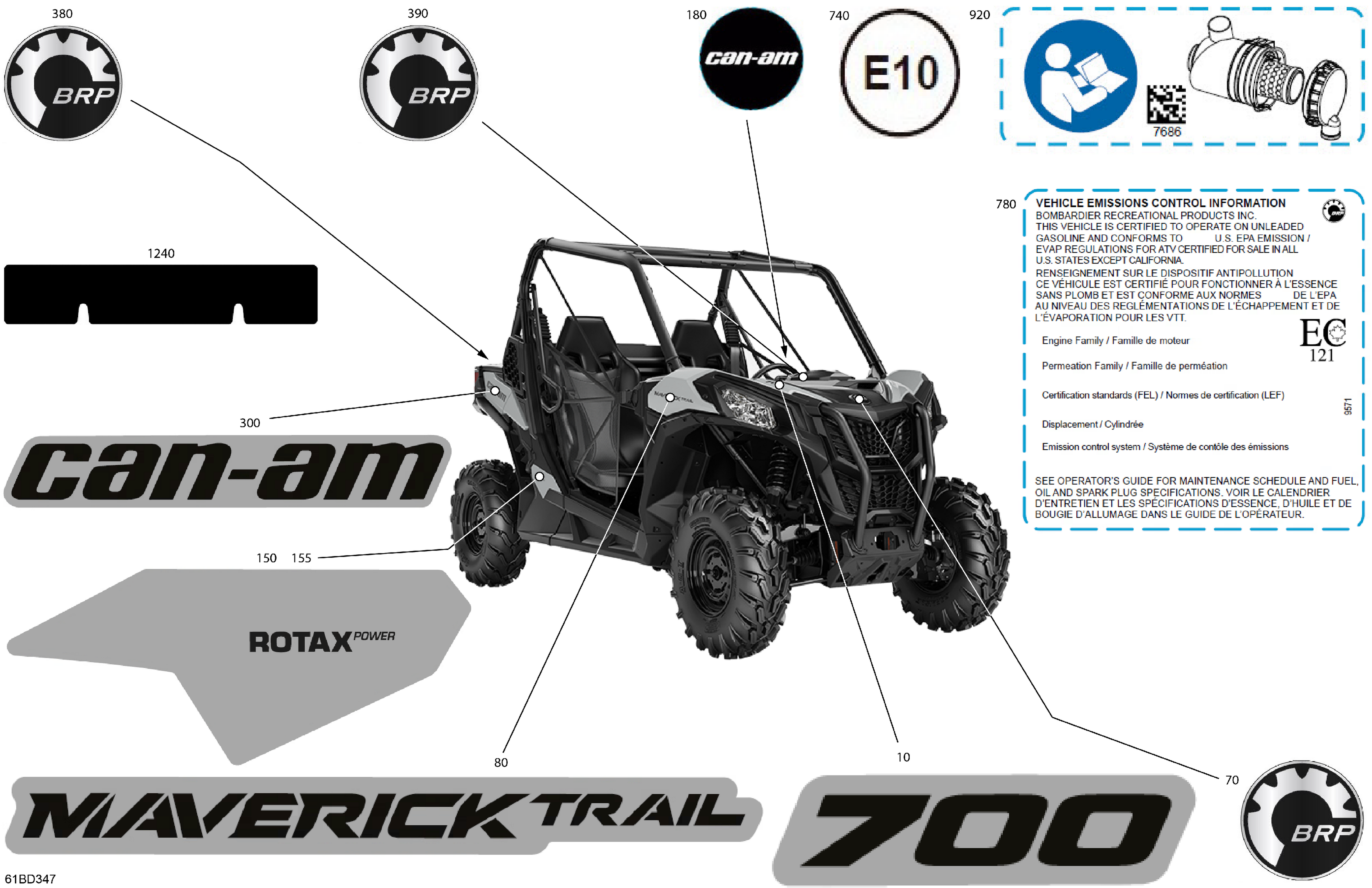 07 CARROSSERIE KITS DECOS POUR MAVERICK TRAIL 700 BASE CATALYST GRAY 2024