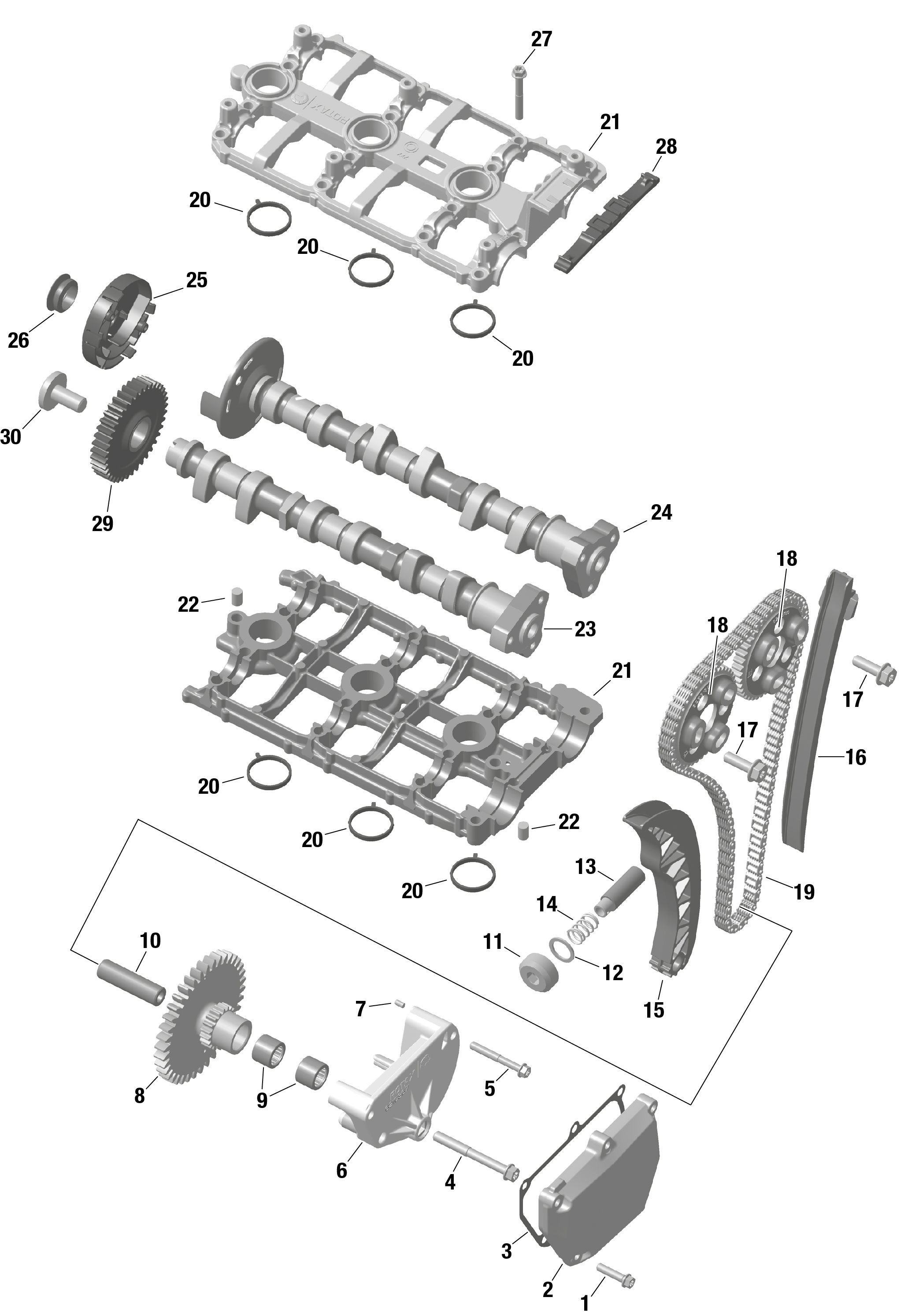 01 ROTAX COMMANDE DE SOUPAPES POUR SPYDER F3 LIMITED DARK EDITION SE6 MONOLITH BLACK 2023