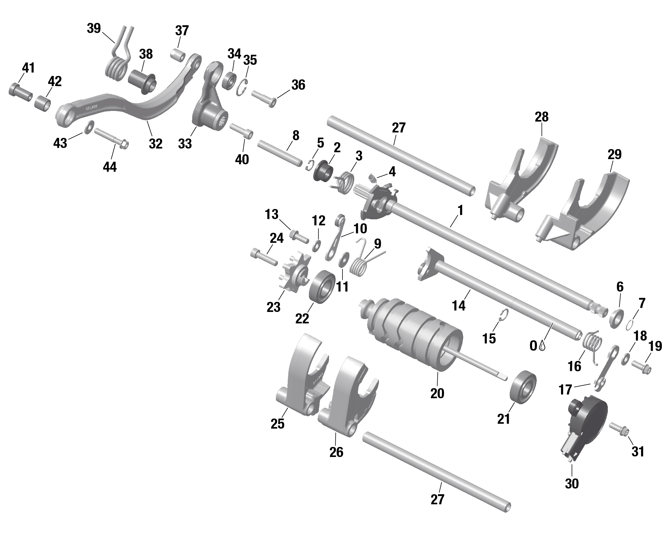 01 ROTAX CHANGEMENT DE VITESSE POUR SPYDER F3 LIMITED DARK EDITION SE6 MONOLITH BLACK 2023