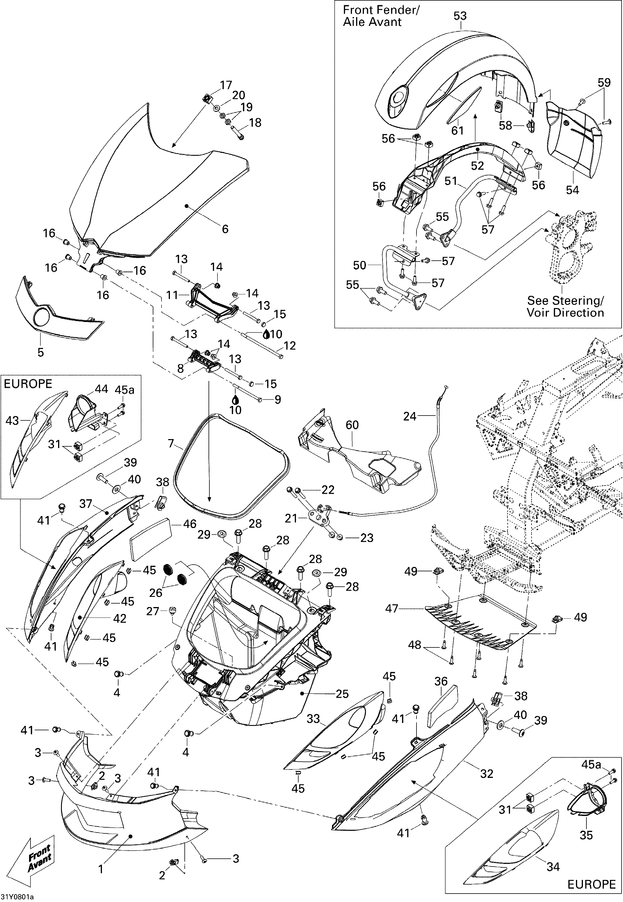 09 CARROSSERIE ET ACCESSOIRES AVANT POUR SPYDER SE5 FULL MOON 2008