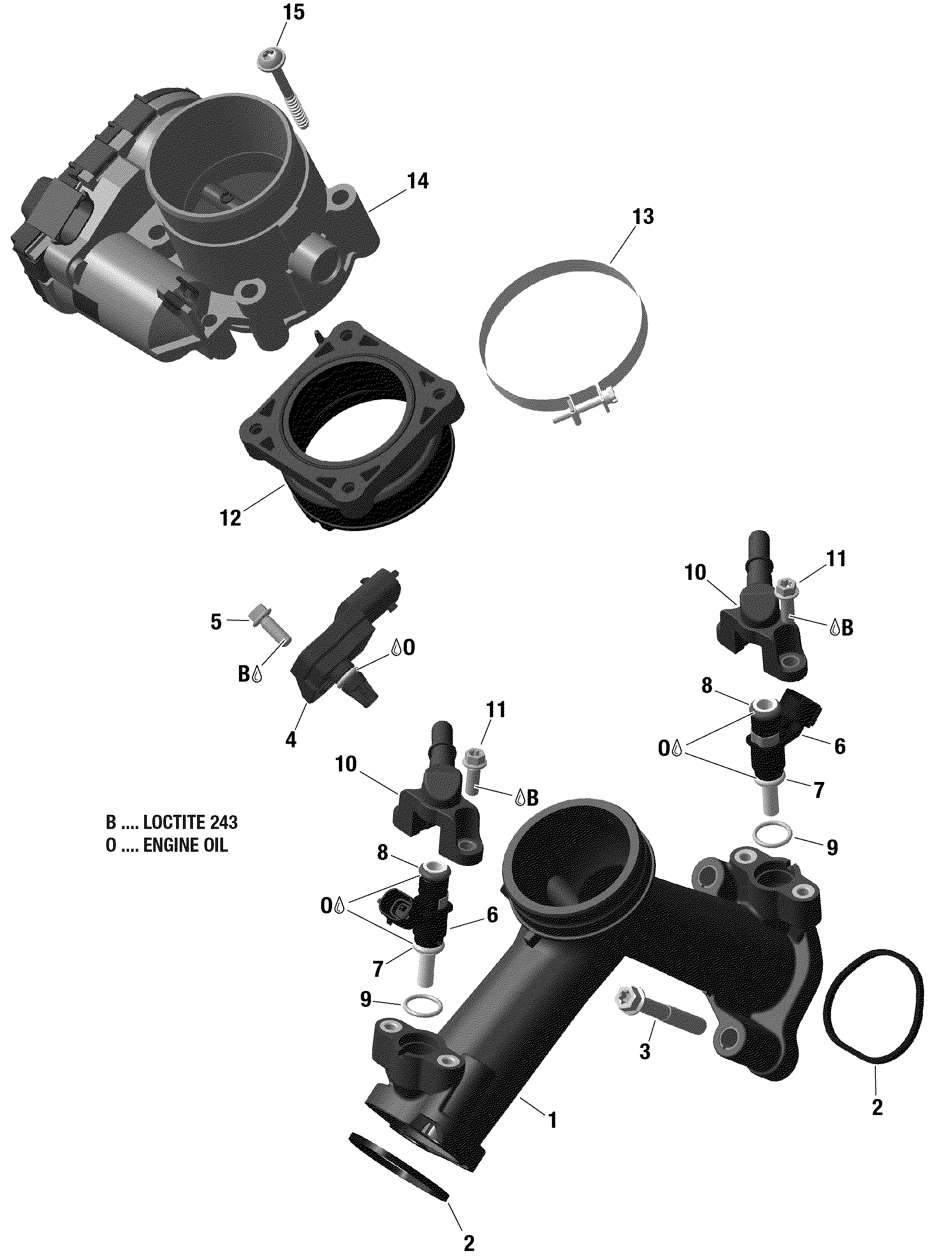 01 ROTAX COLLECTEUR ADMISSION AIR ET CARTER DE PAPILLON POUR OUTLANDER 1000R EFI DPS GRIS GRANITE 2021