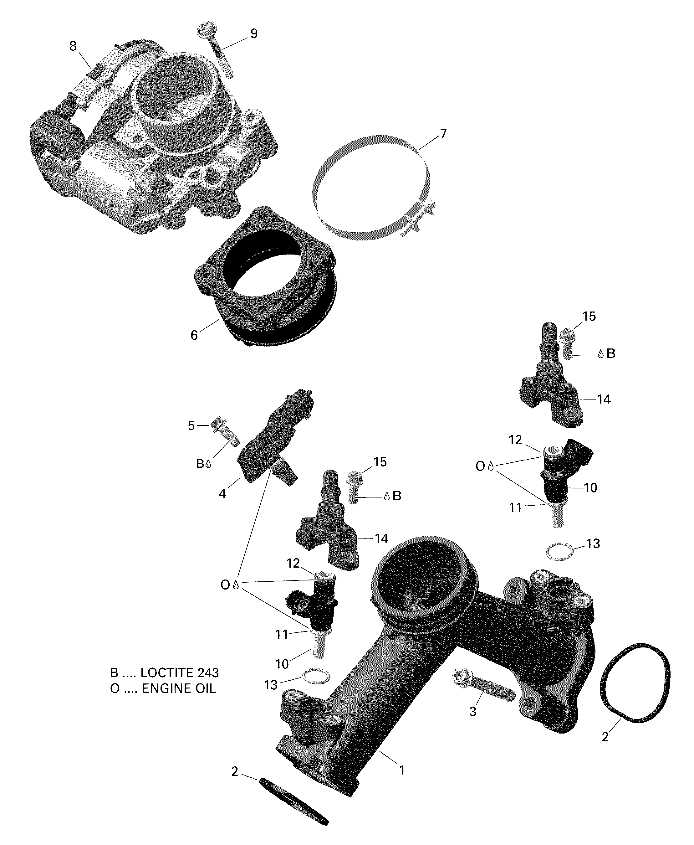 01 ROTAX COLLECTEUR ADMISSION AIR ET CARTER DE PAPILLON POUR OUTLANDER 1000 EFI 6X6 XT VERT ESCADRON 2022