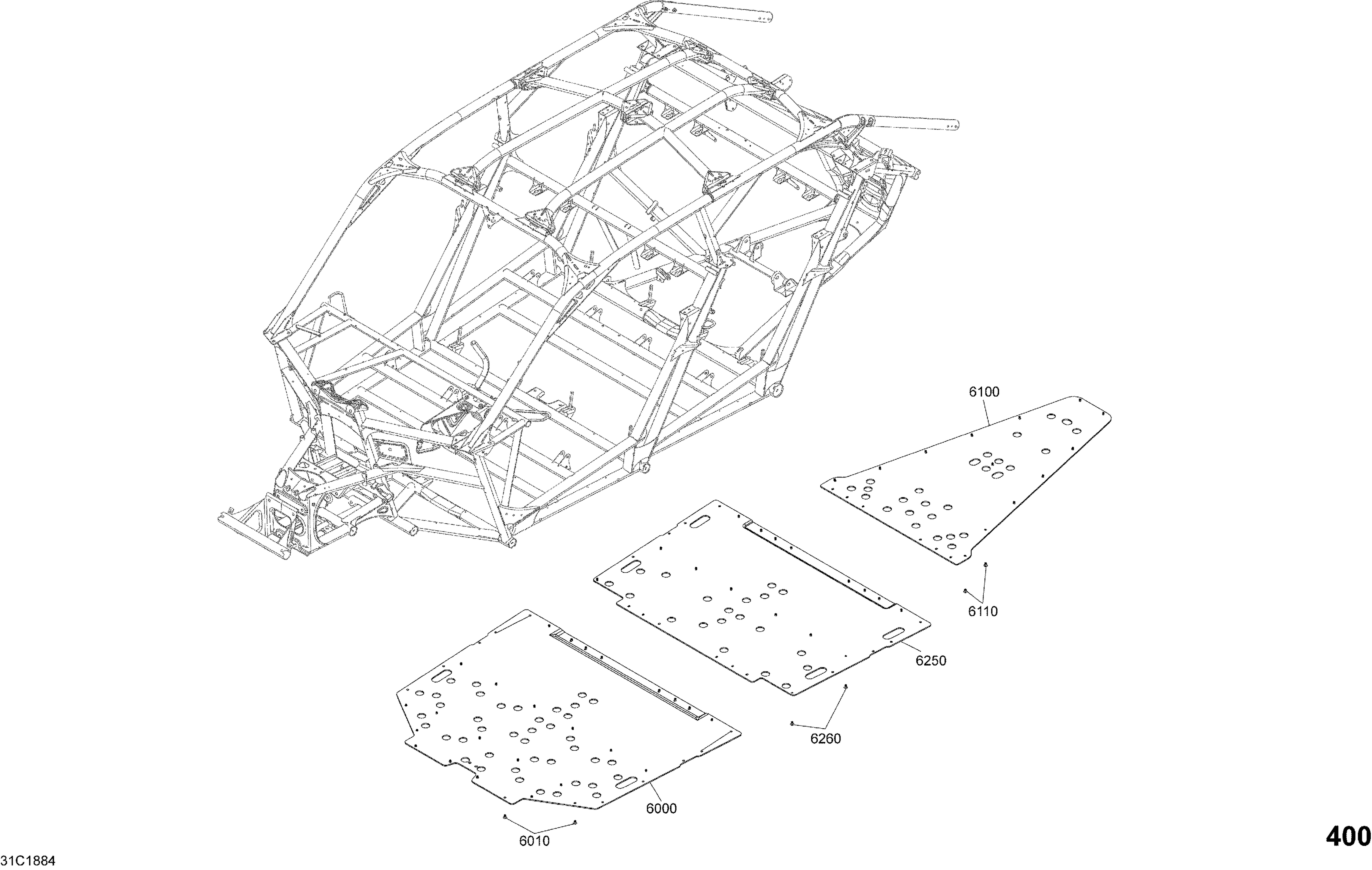 09 CARROSSERIE OR LIQUIDE ENSEMBLE XRS DPS PARTIE PLANCHER POUR MAVERICK X3 MAX STD BLANC BRILLANT TURBO R SHFM 2018