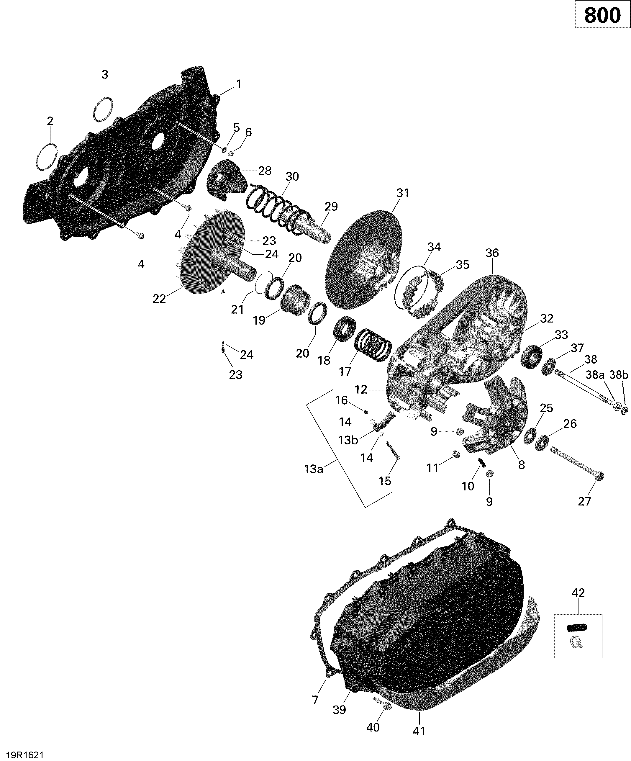 05 TRANSMISSION 800R EFI POUR COMMANDER 800R EFI CVT DPS GRIS PALE 2015