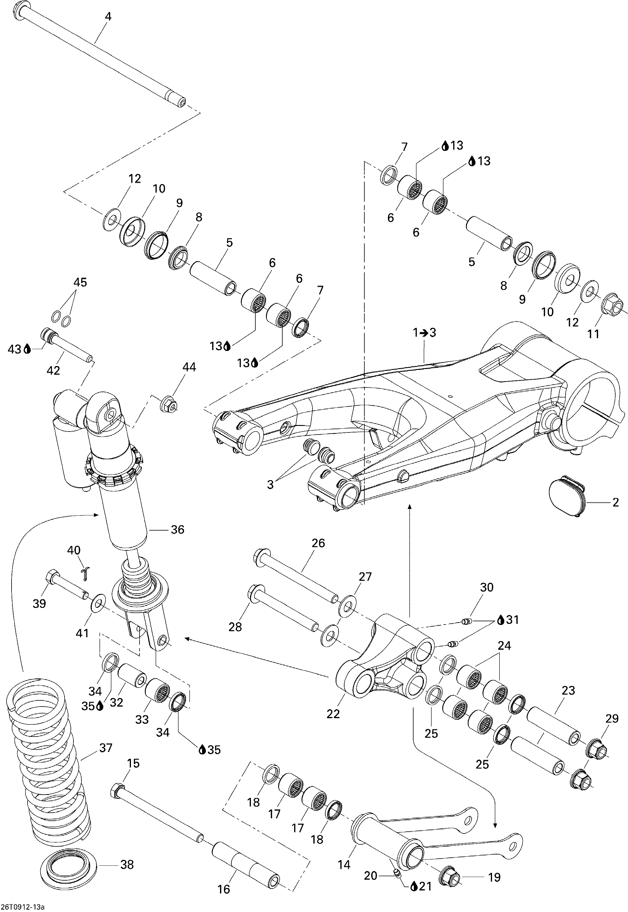 08 SUSPENSION ARRIERE POUR DS 2X4 STD 450 EFI 5SP BLANC 2009