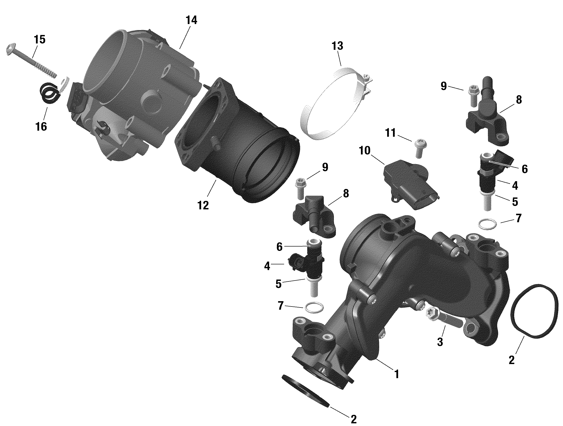 01 MOTEUR COLLECTEUR ADMISSION AIR ET CARTER DE PAPILLON HD10 POUR DEFENDER MAX HD10 XT HYPER ARGENT 2020