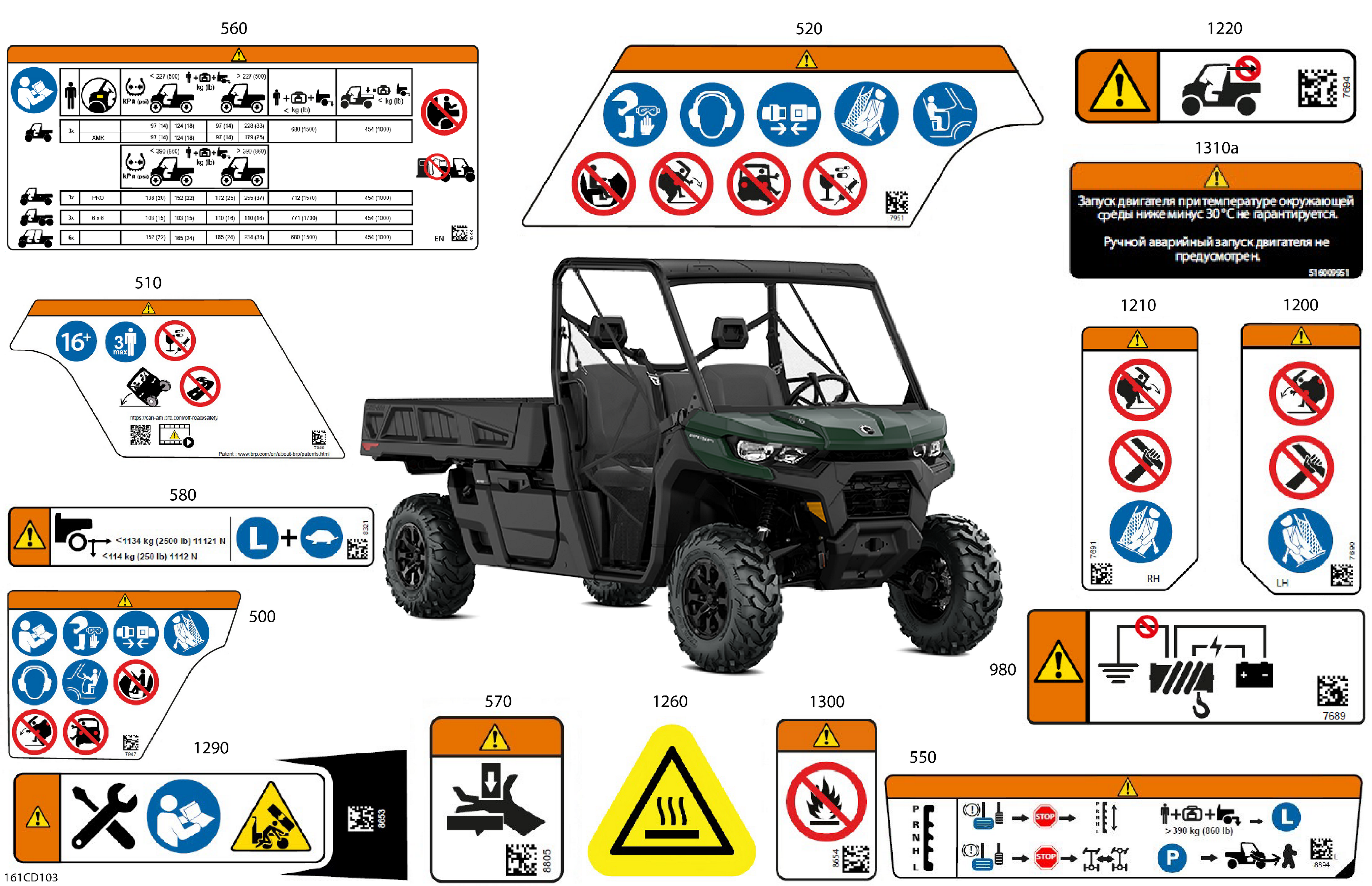 07 CARROSSERIE AUTOCOLLANTS DAVERTISSEMENT POUR TRAXTER PRO HD10 DPS VERT TUNDRA 2024
