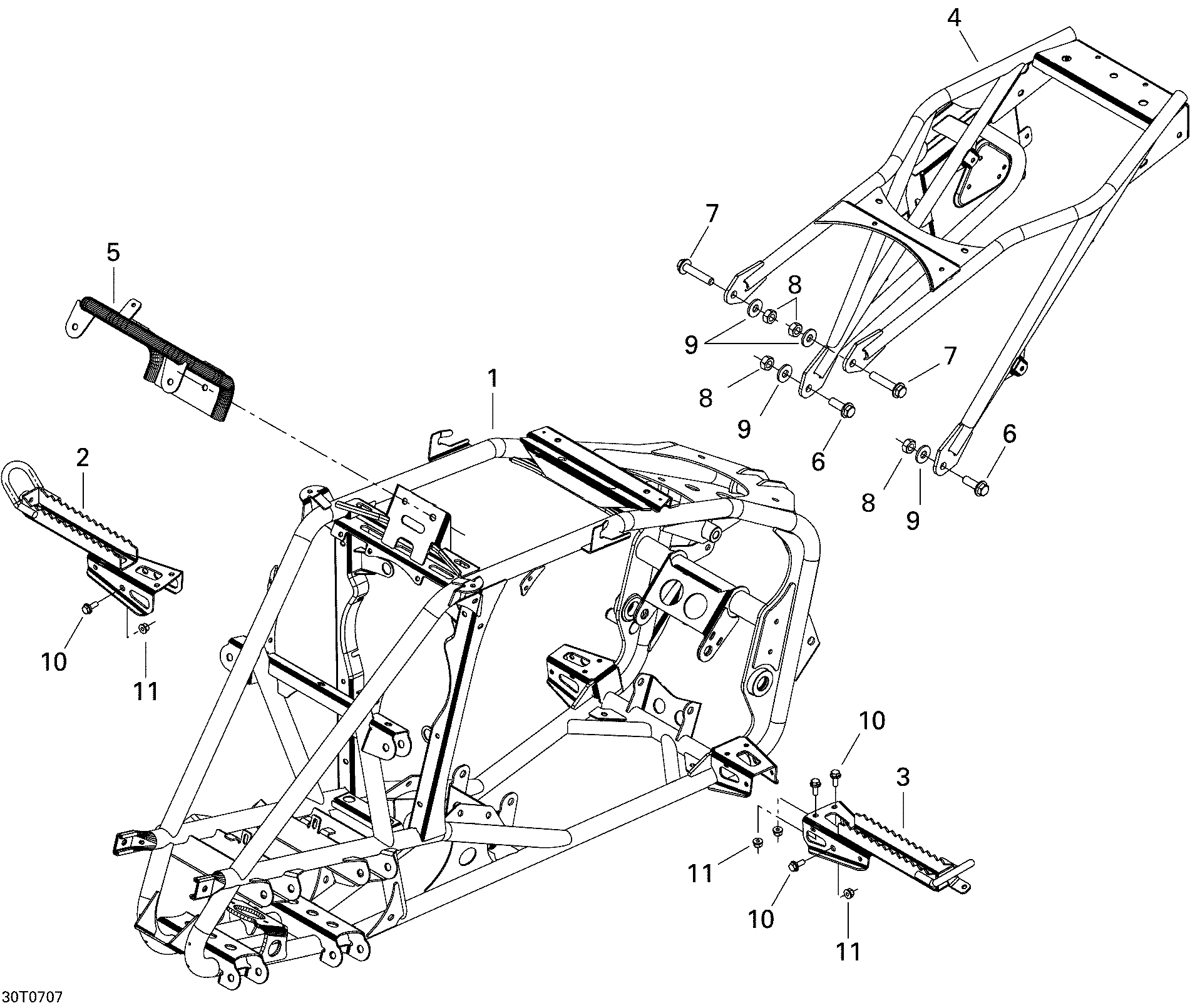 09 CHASSIS POUR DS 650 X 2X4 NOIR PROFOND 2007