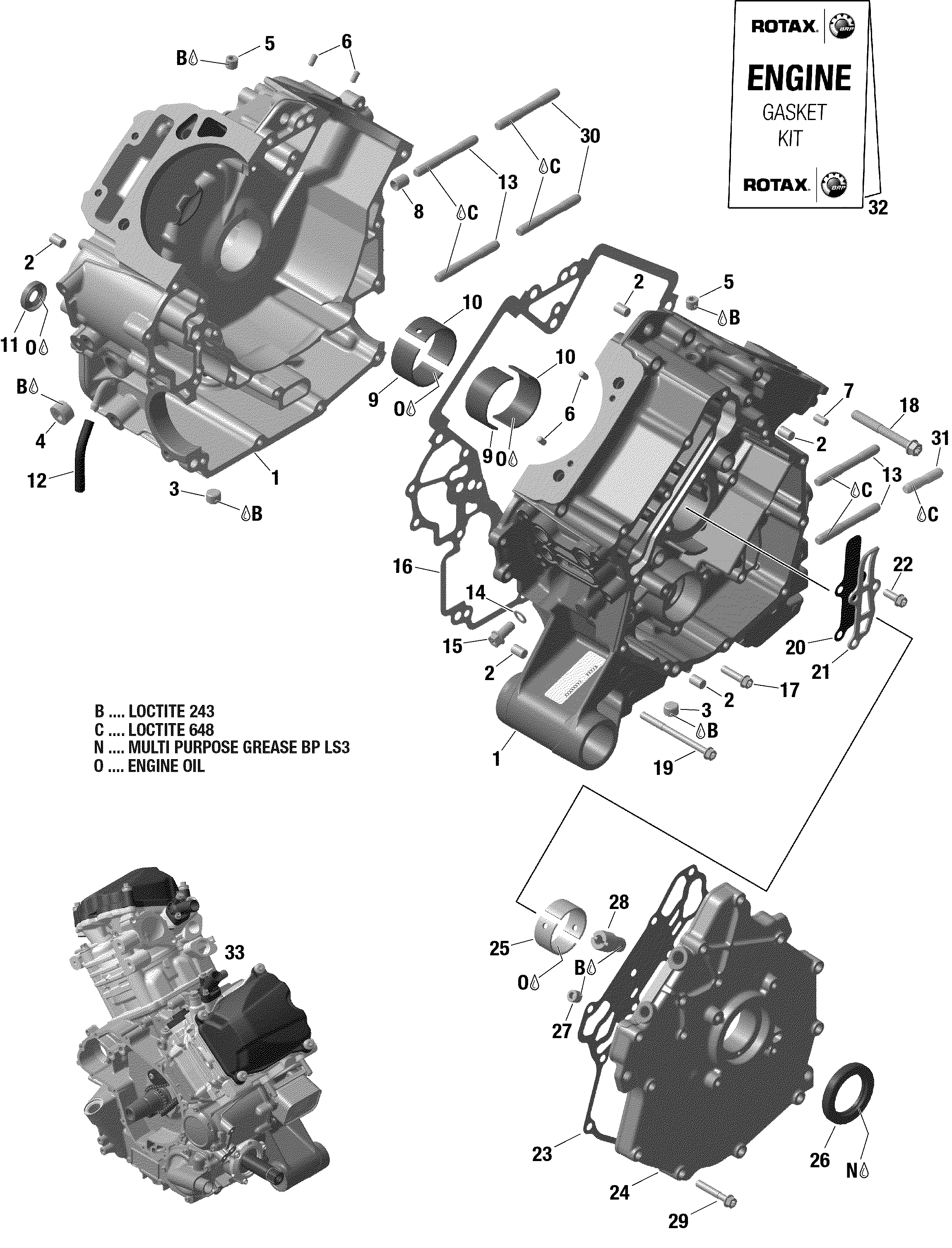 01 ROTAX CARTER 2 POUR OUTLANDER 1000 EFI 6X6 XT VERT ESCADRON 2022