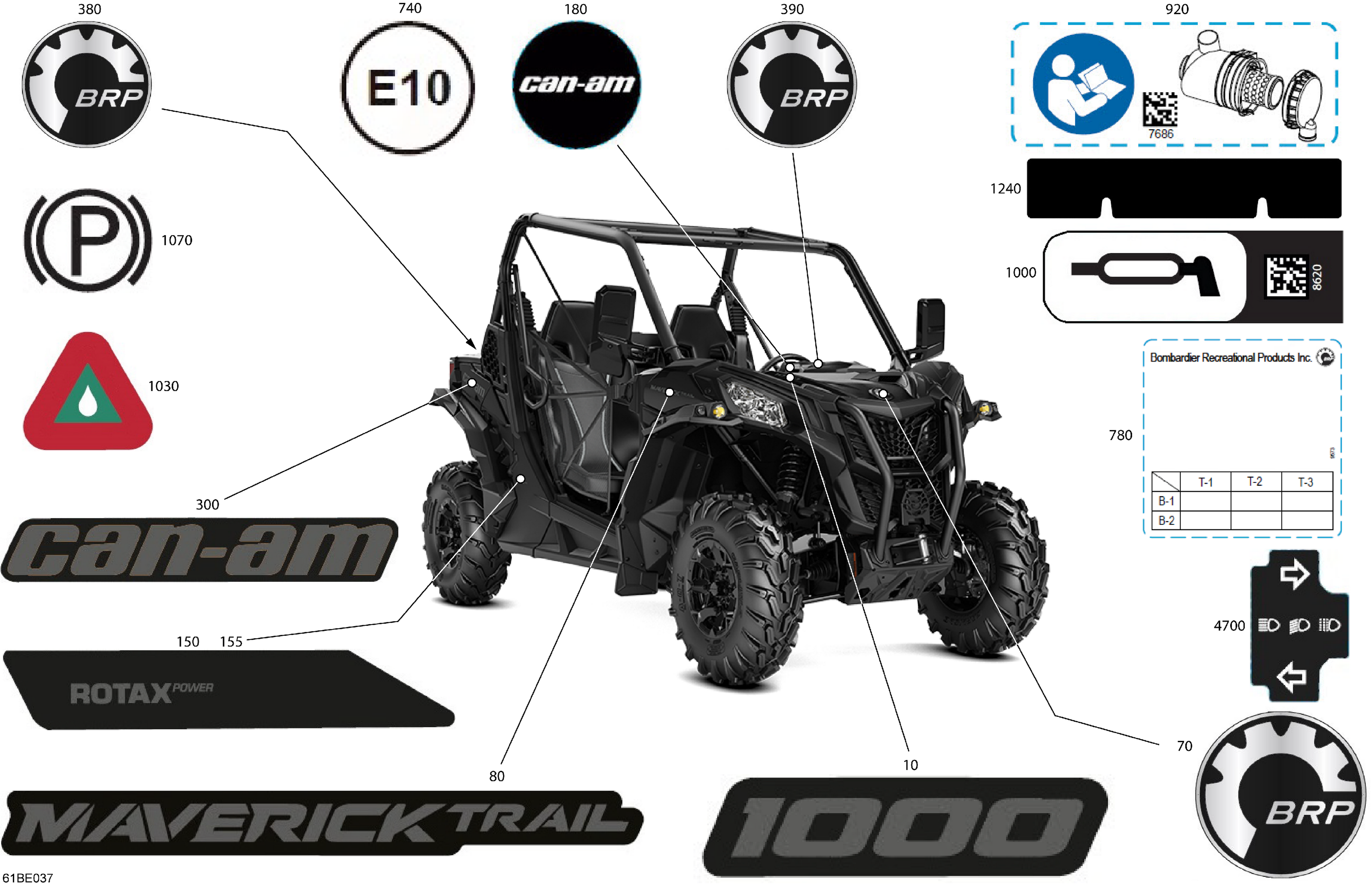 07 CARROSSERIE KITS DECOS POUR MAVERICK TRAIL 1000 DPS SAS NOIR ETERNEL METALLIQUE 2025