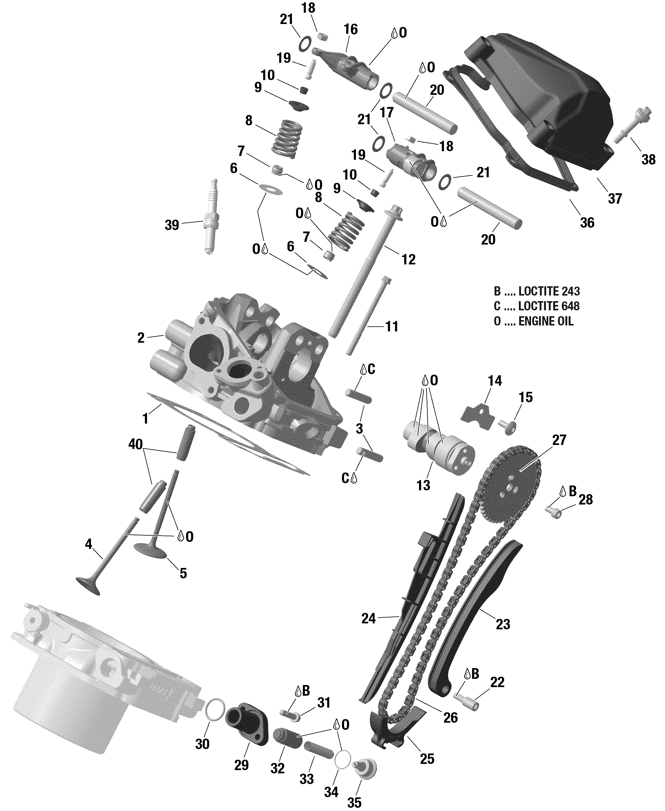 01 ROTAX CULASSE ARRIERE POUR OUTLANDER 1000R EFI DPS GRIS GRANITE 2021