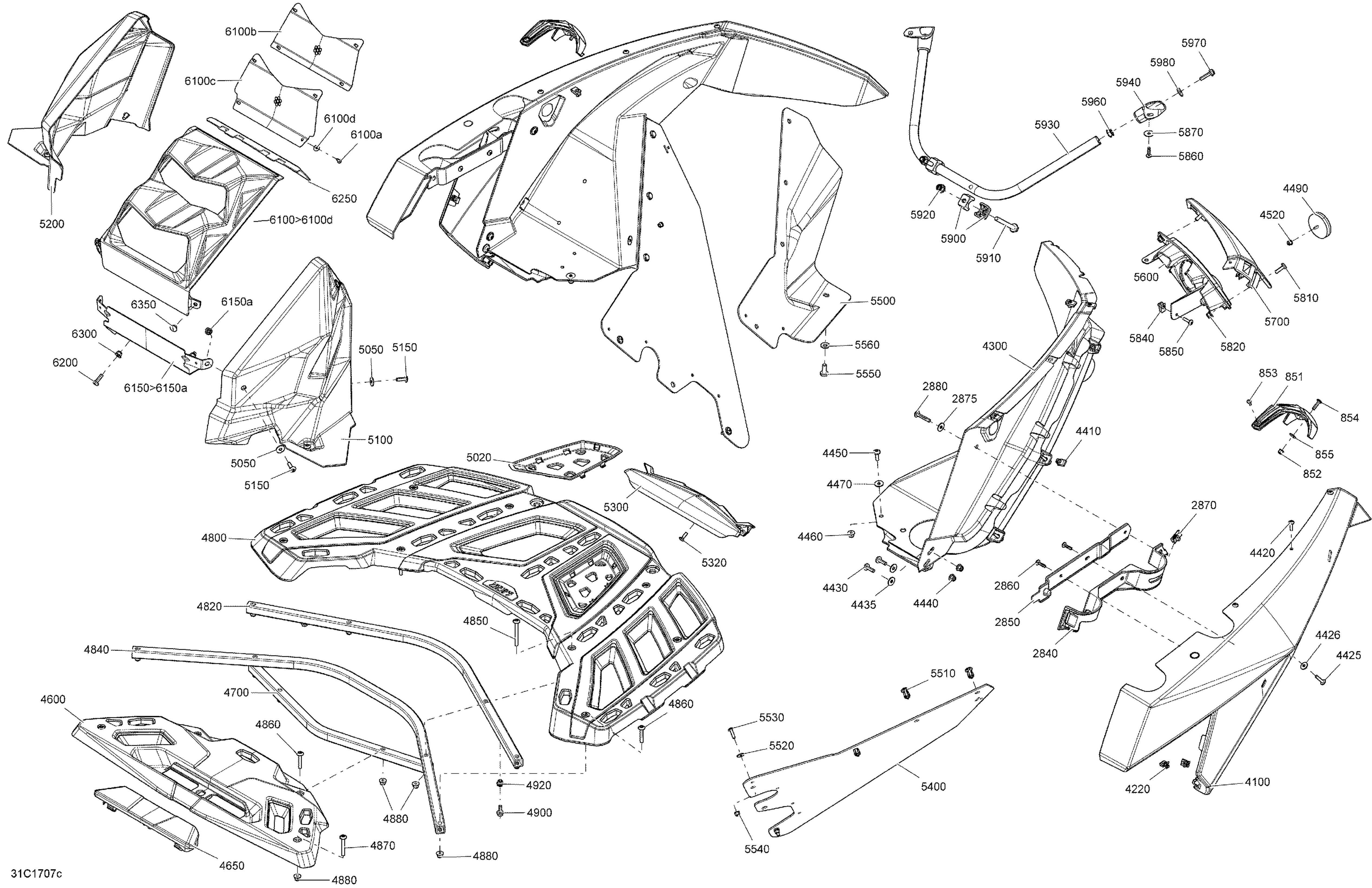 09 CARROSSERIE ET ACCESSOIRES SECTION ARRIERE TOUS MODELES POUR MAVERICK MAX XDS DPS HYPER ARGENT 1000T EFI TSSRSM 2017